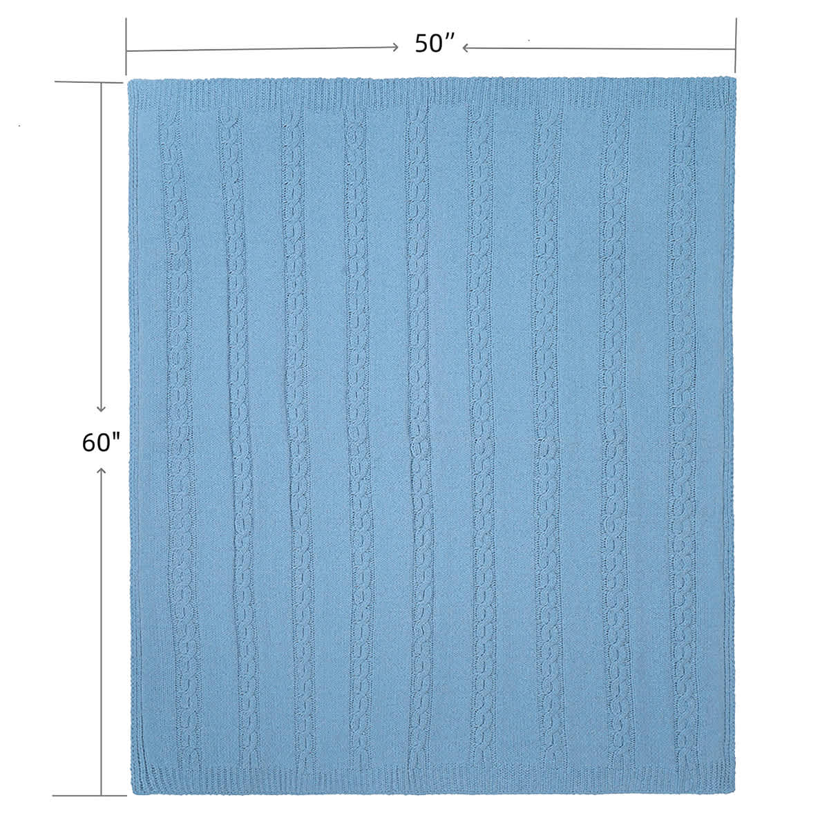 Providence Light Blue Cable Knit Throw Blanket, 50x60