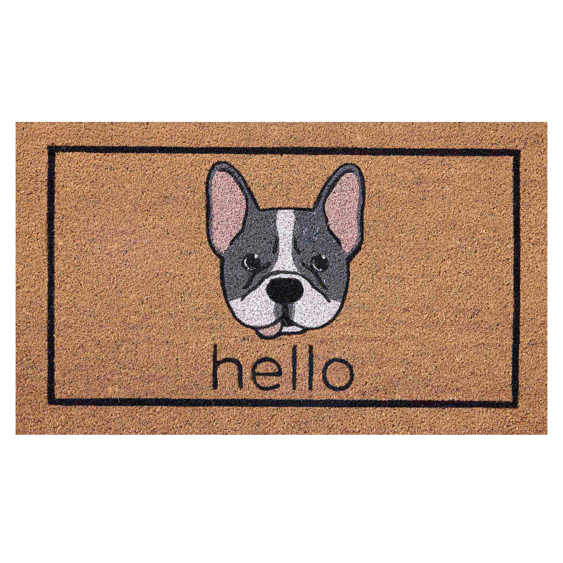 Hello Frenchie Coir Mat, 18x30