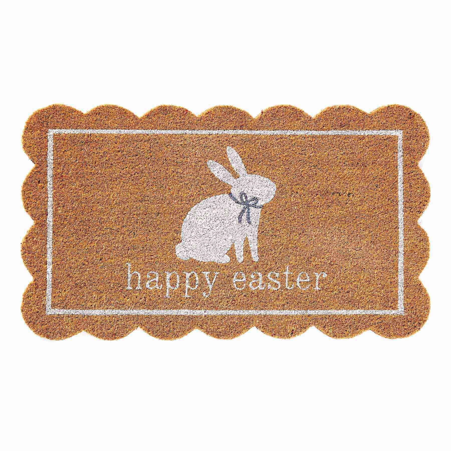 Scalloped Happy Easter Bunny Coir Mat, 18x30