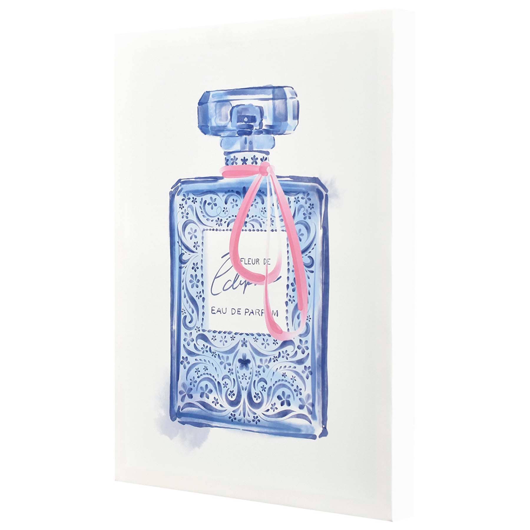 Blue Perfume Bottle Canvas Wall Art, 12x16