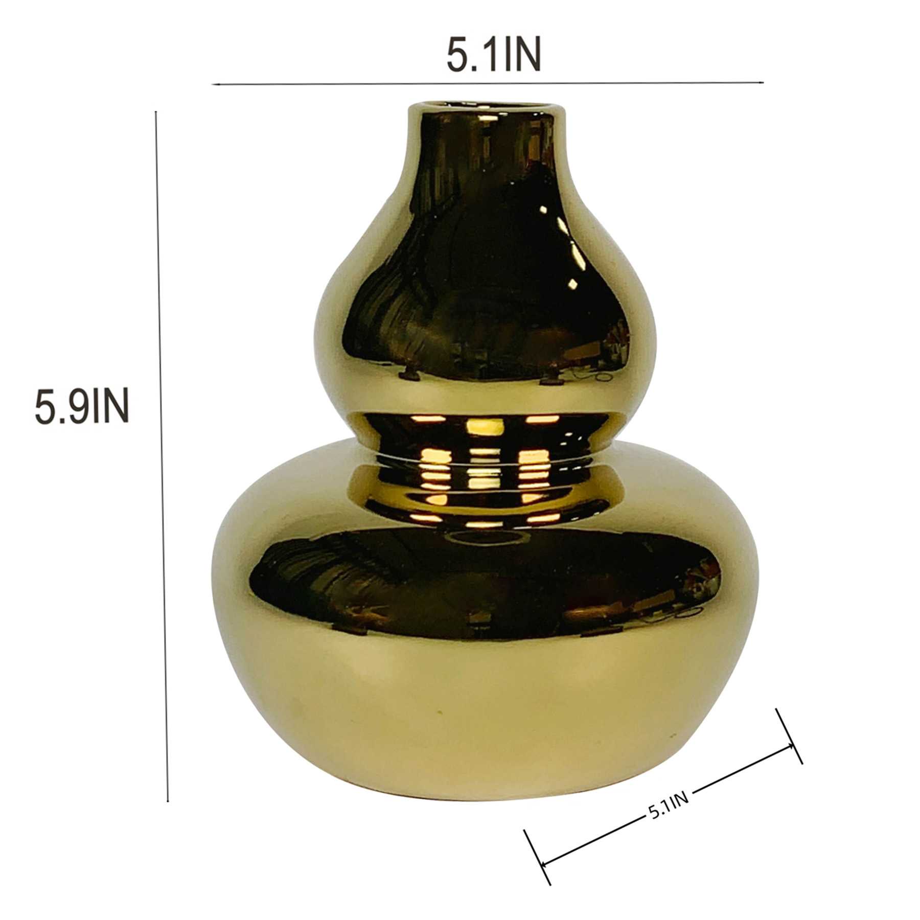 Gold Electro Ceramic Vase, 6"