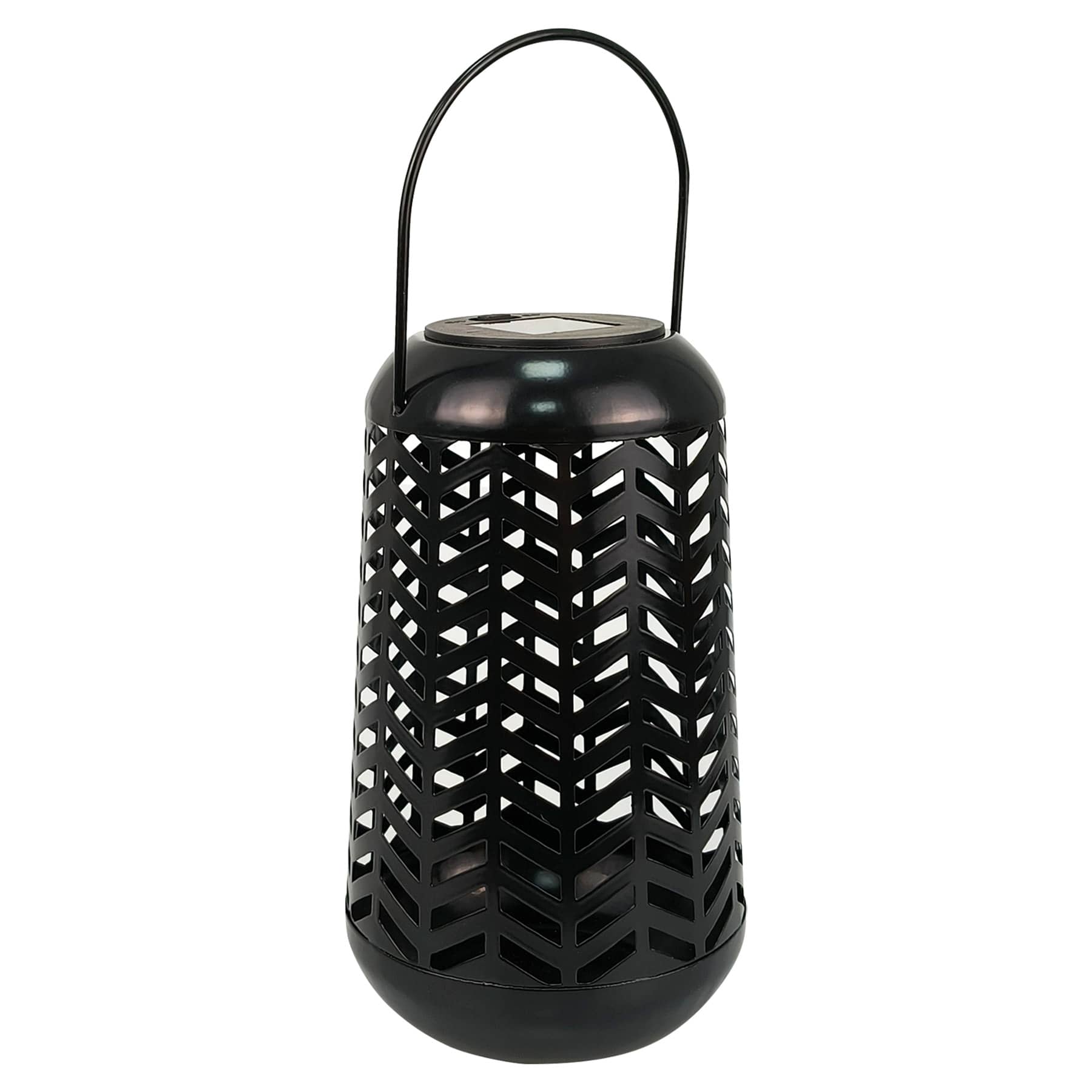 Black Geometric Cutout Outdoor Lantern, 7"