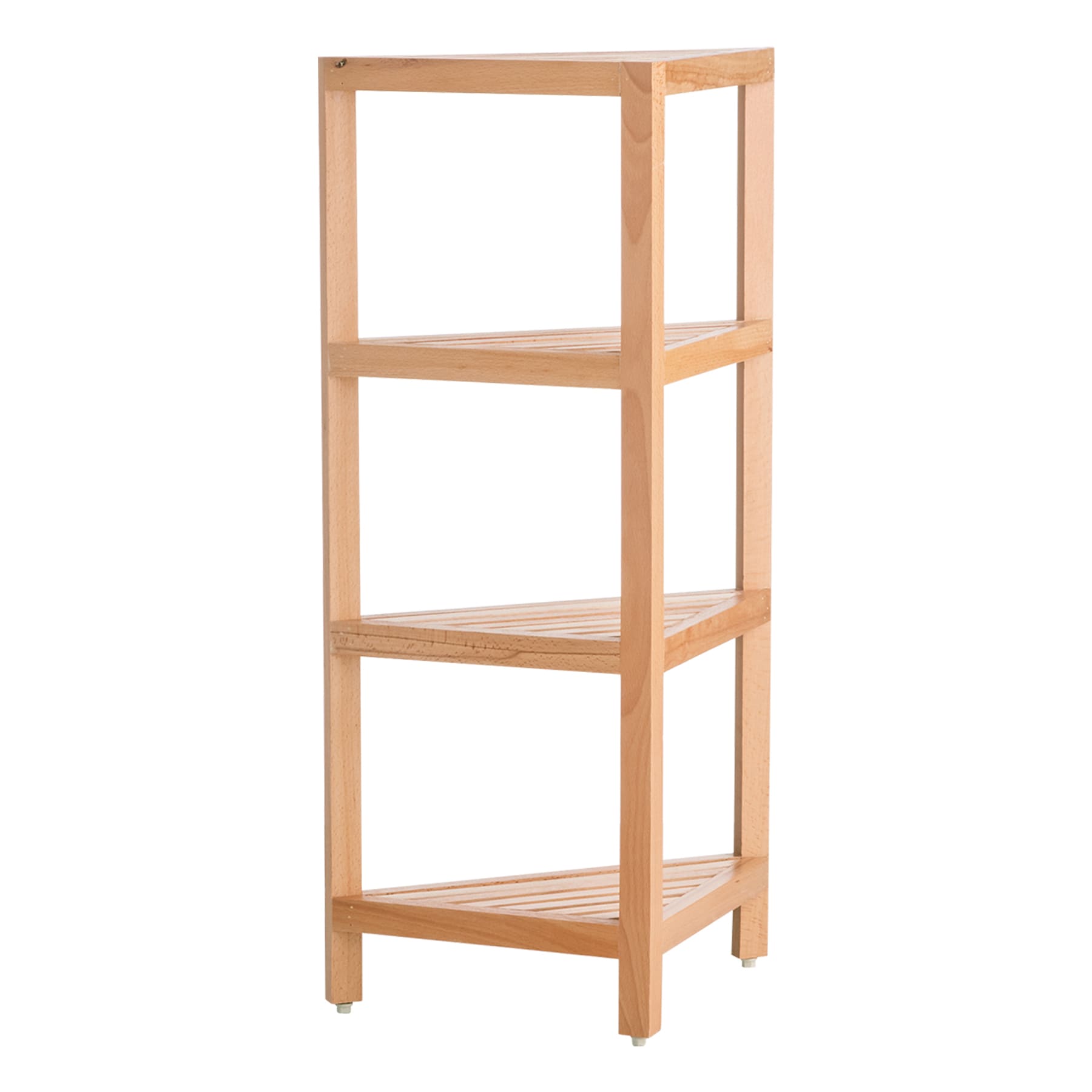 4-Tier Natural Wood Corner Shelf Stand