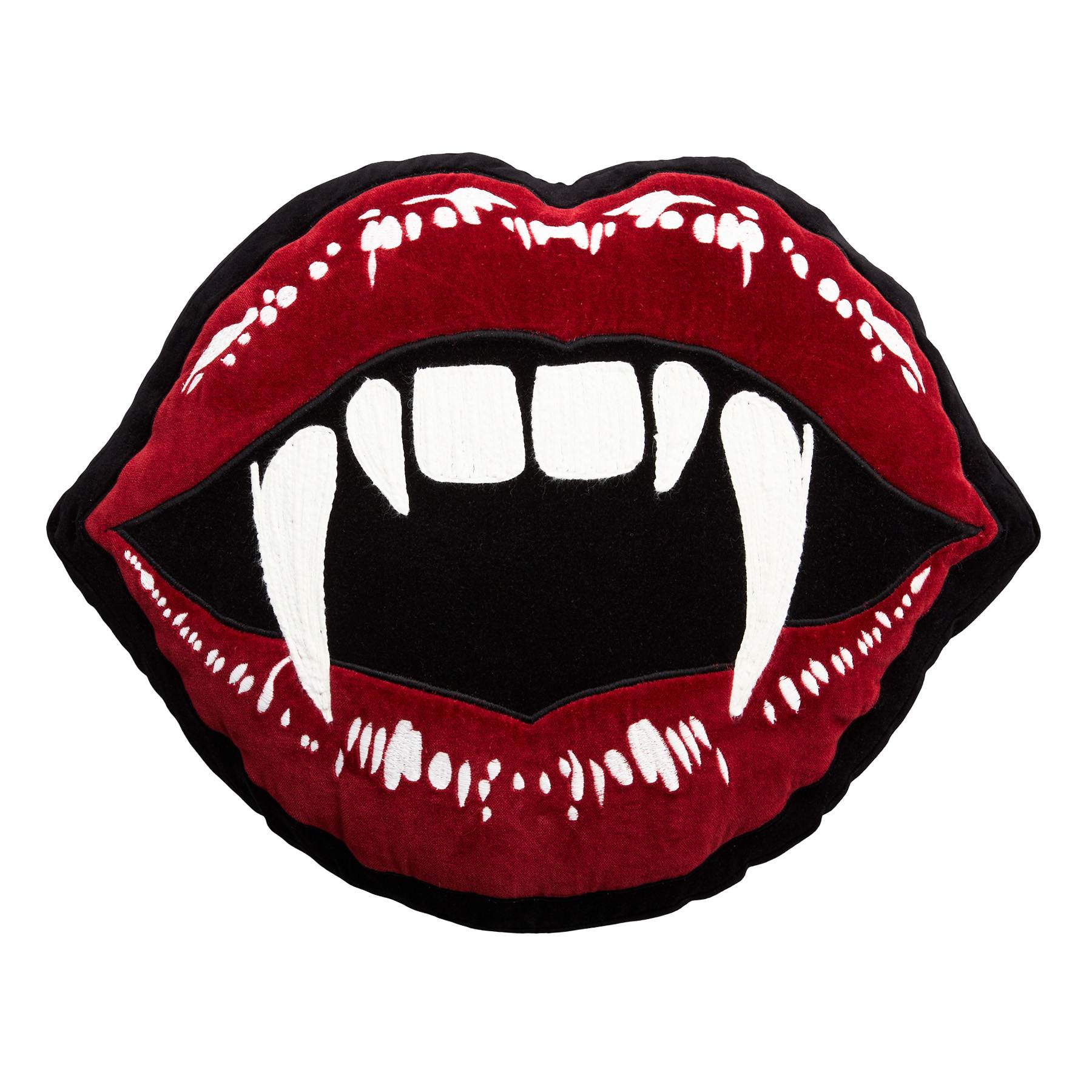 Midnight Shadows Halloween Fangs Shaped Throw Pillow, 18x15
