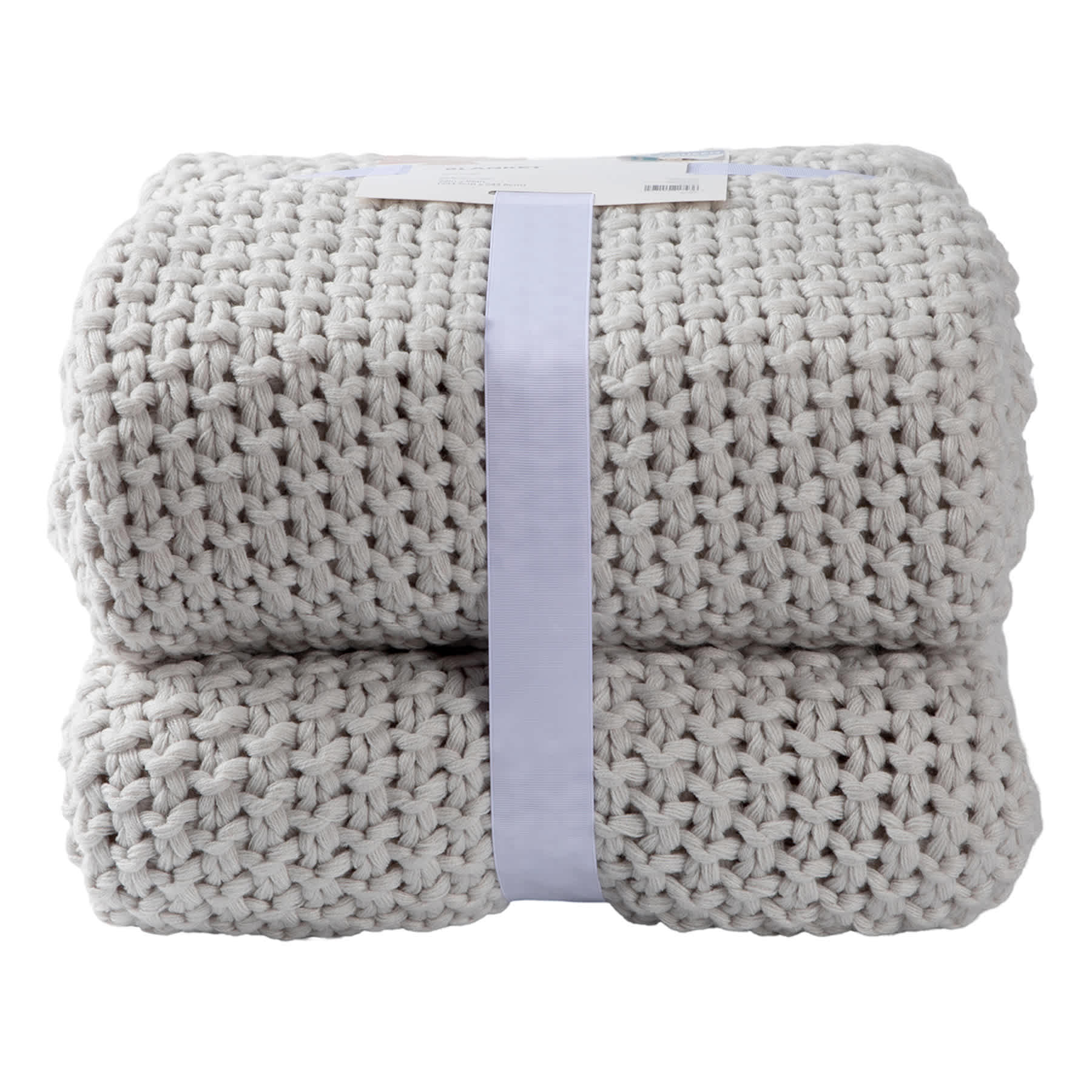 Honeybloom Light Grey Sweater Knit Bed Blanket, King