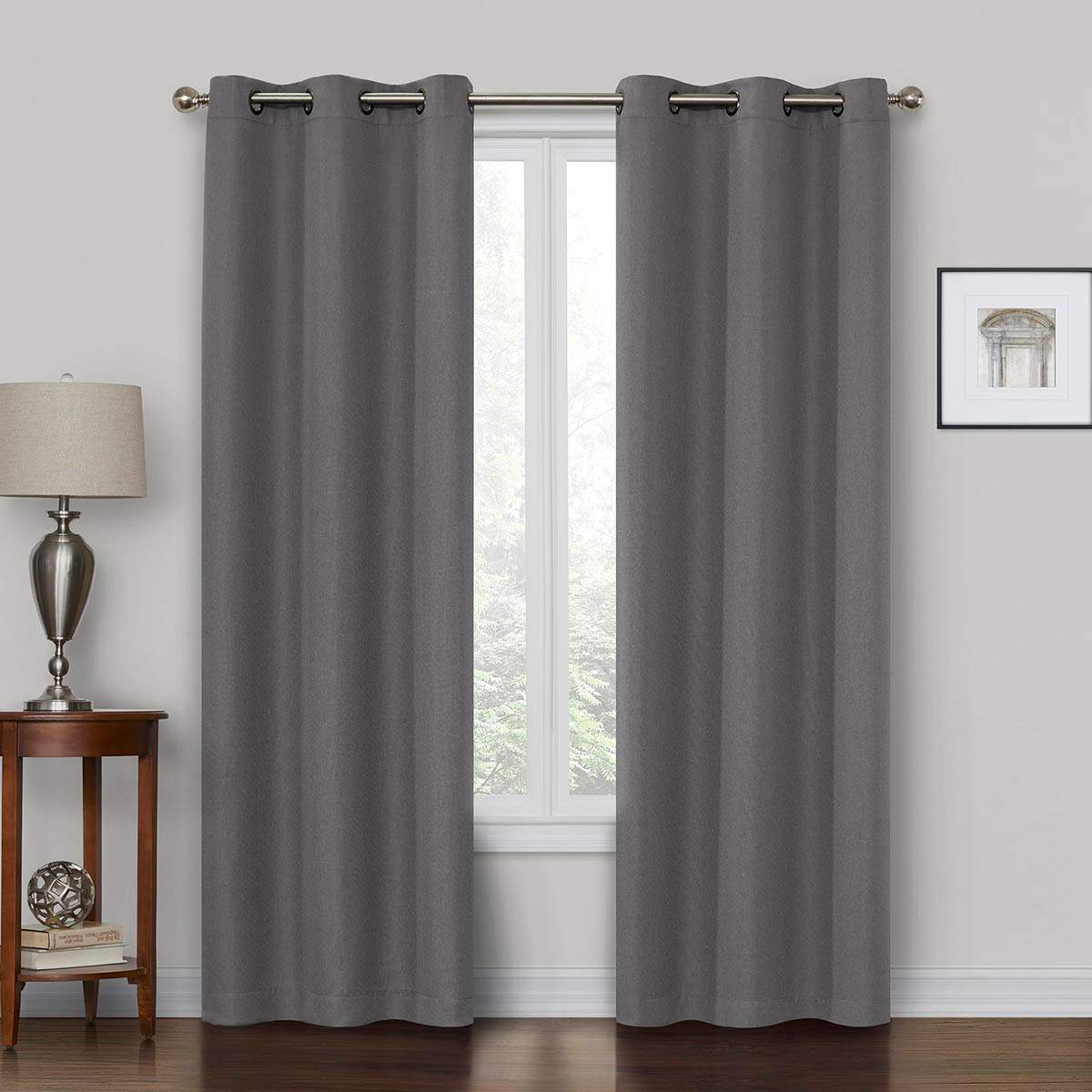 Rockwell Grey Blackout Grommet Curtain Panel, 63"
