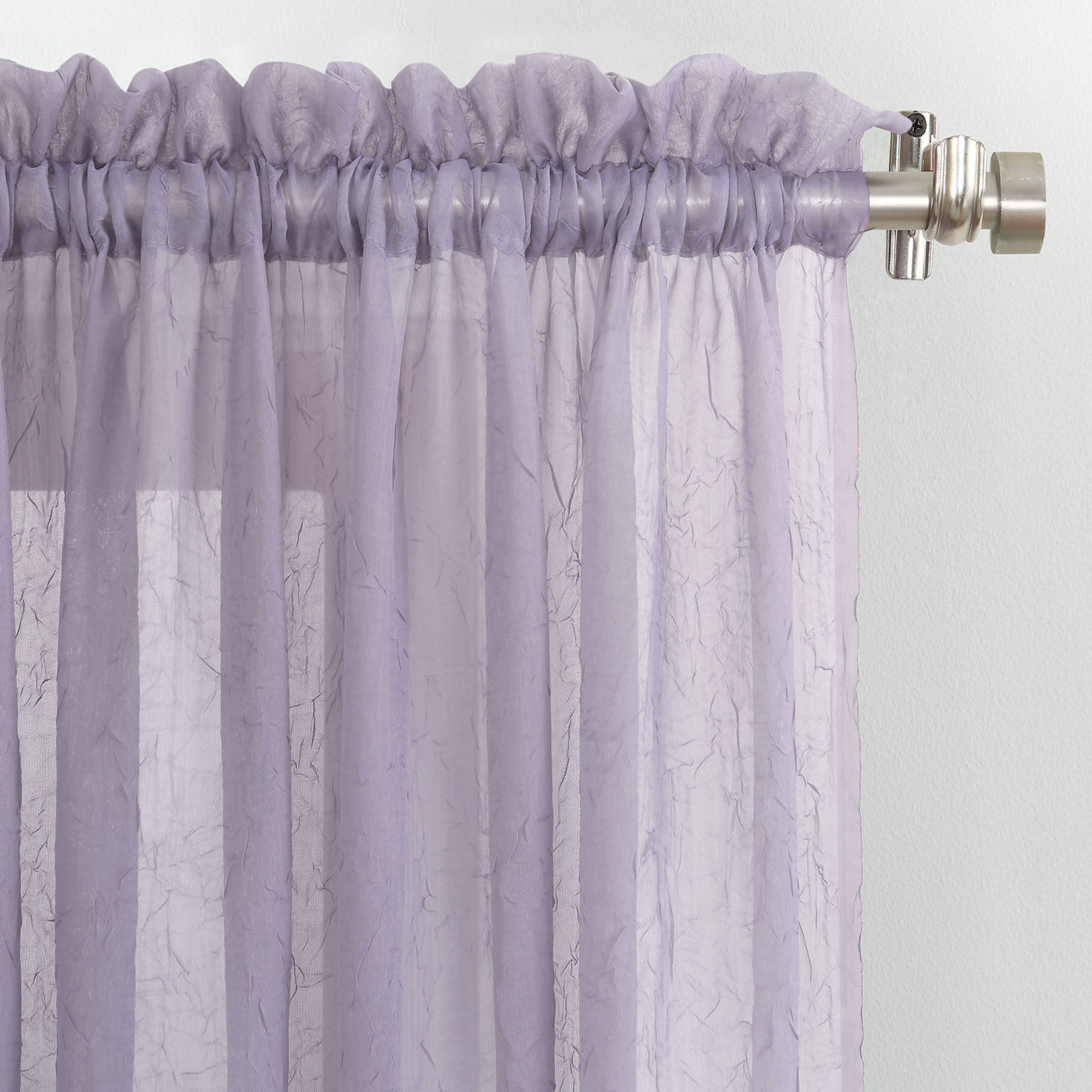 Lavender Sheer Crushed Voile Rod Pocket Curtain Panel, 84"