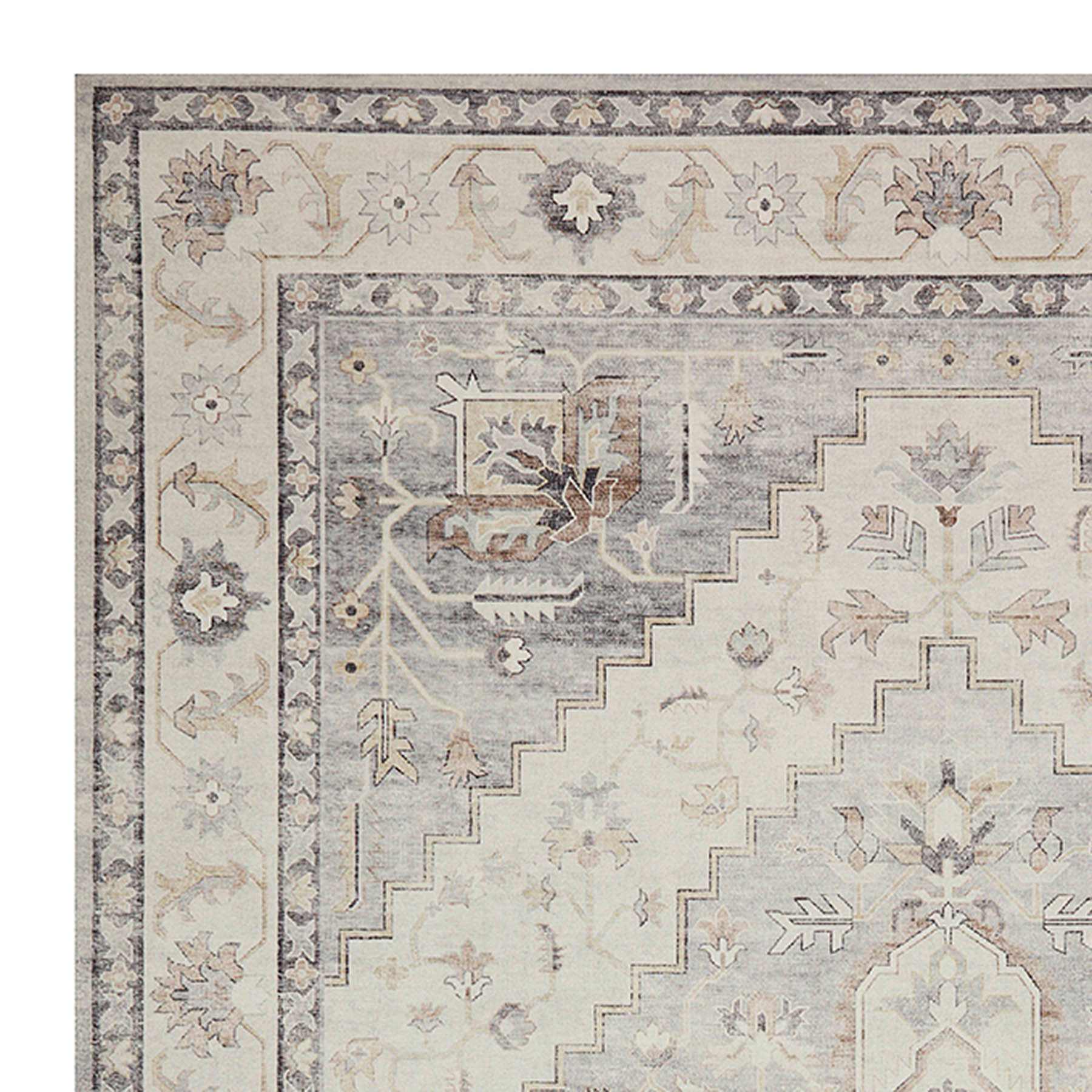 (D576) Honeybloom Grand Villa Taupe Medallion Area Rug, 8x10