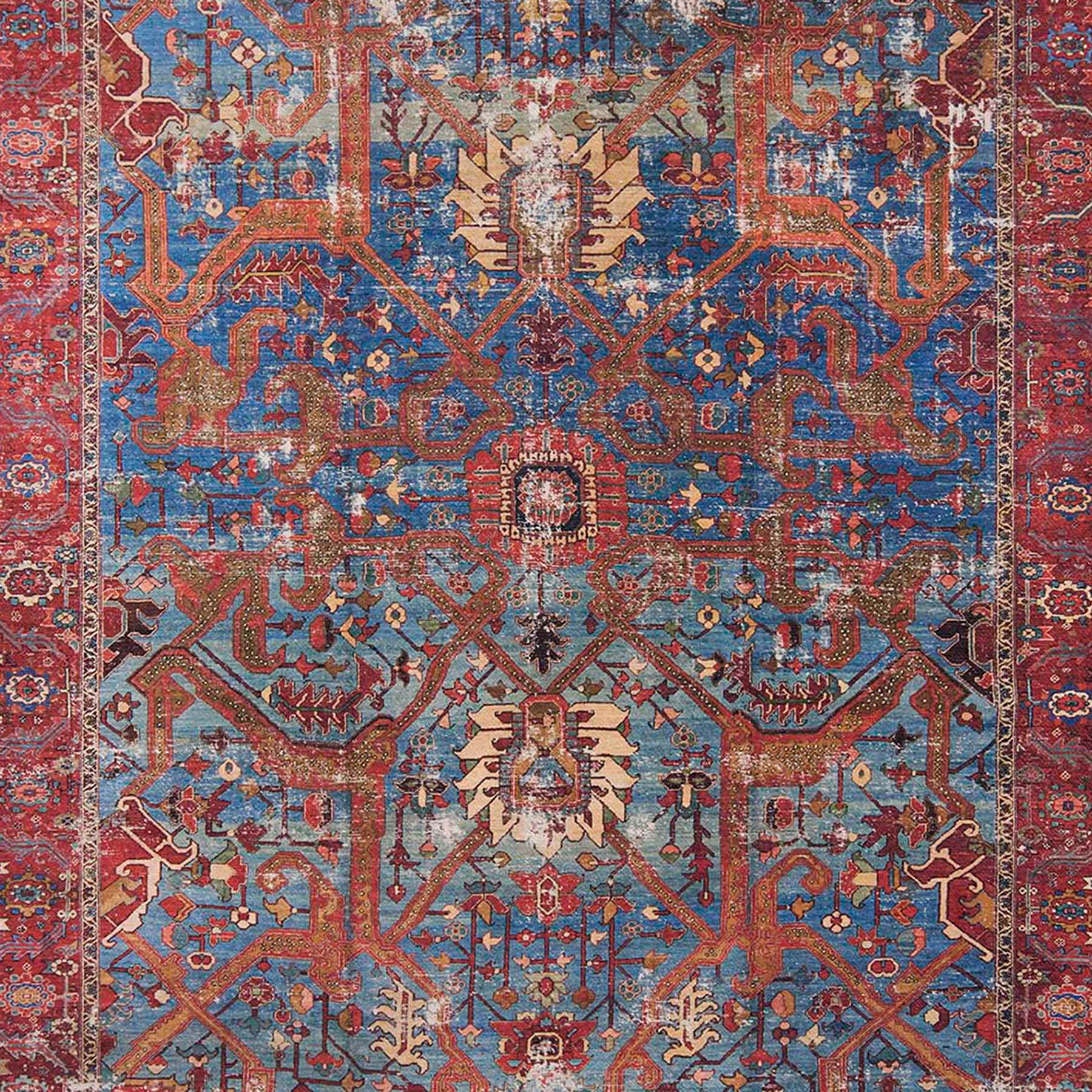 (B524) Found & Fable Sergio Blue & Red Area Rug, 8x10