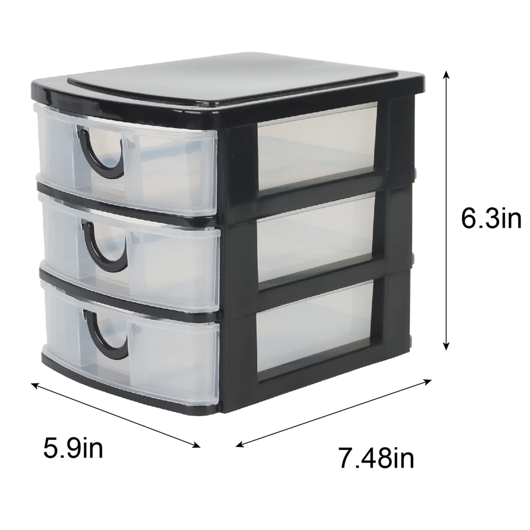 3 Drawer Black & Clear Mini Storage Organizer