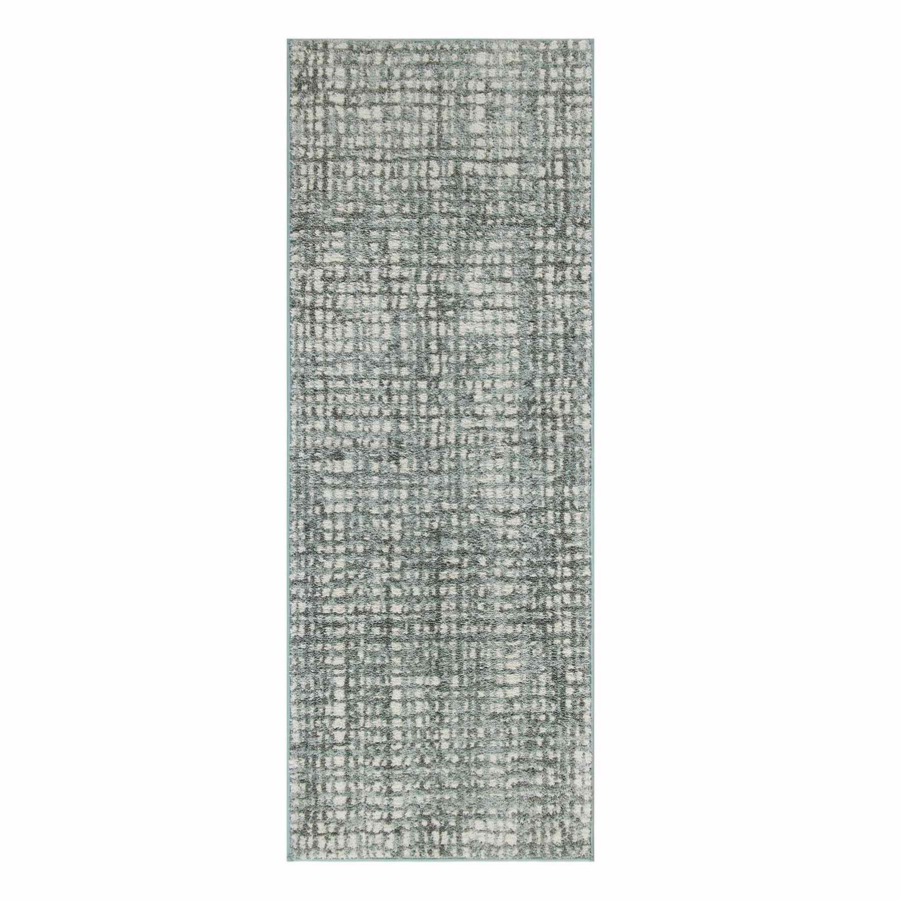 Grayson Sage Abstract Knitted Washable Runner with Gel Latex Back, 22x60