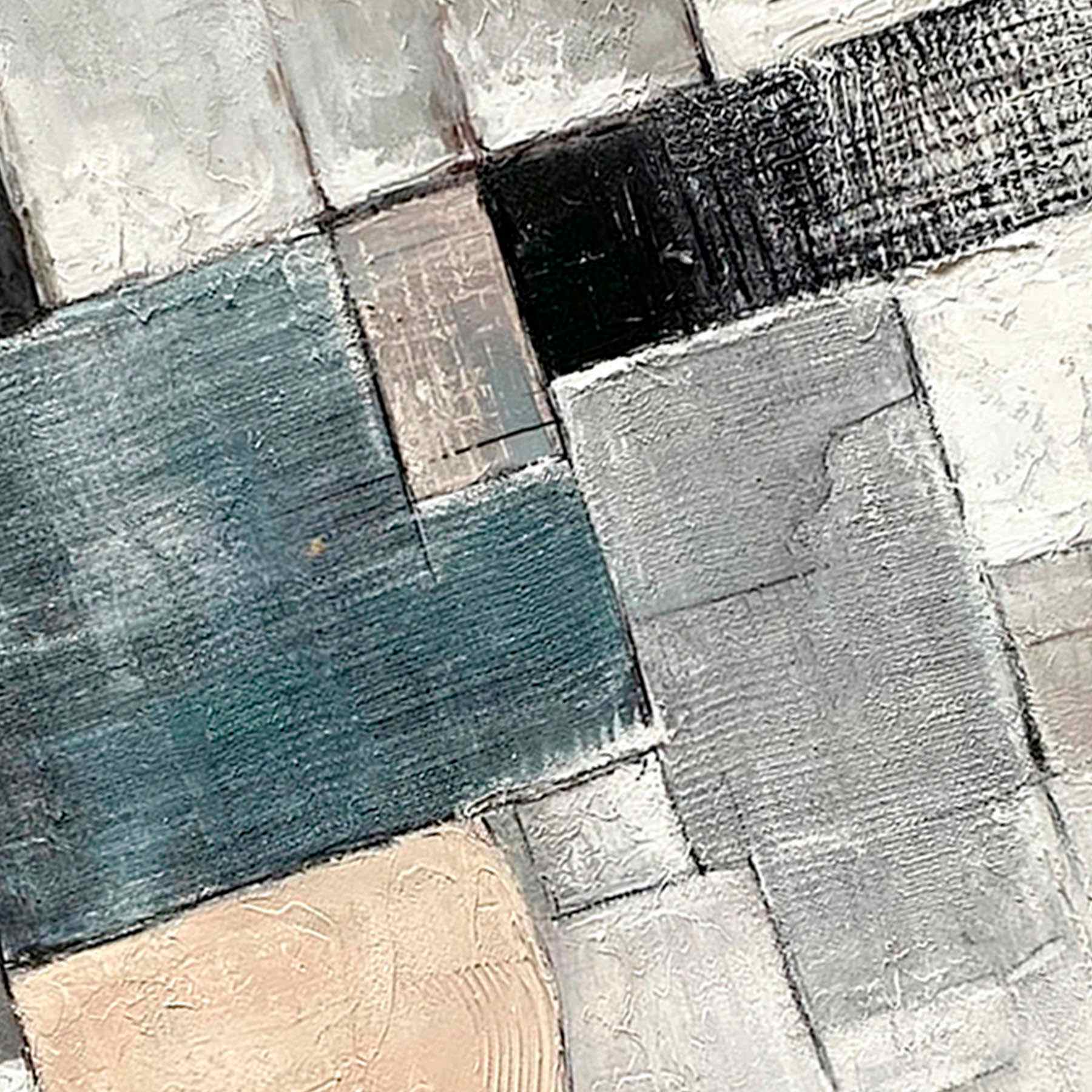 Enhanced Silver & Teal Abstract Canvas Wall Art, 24x48