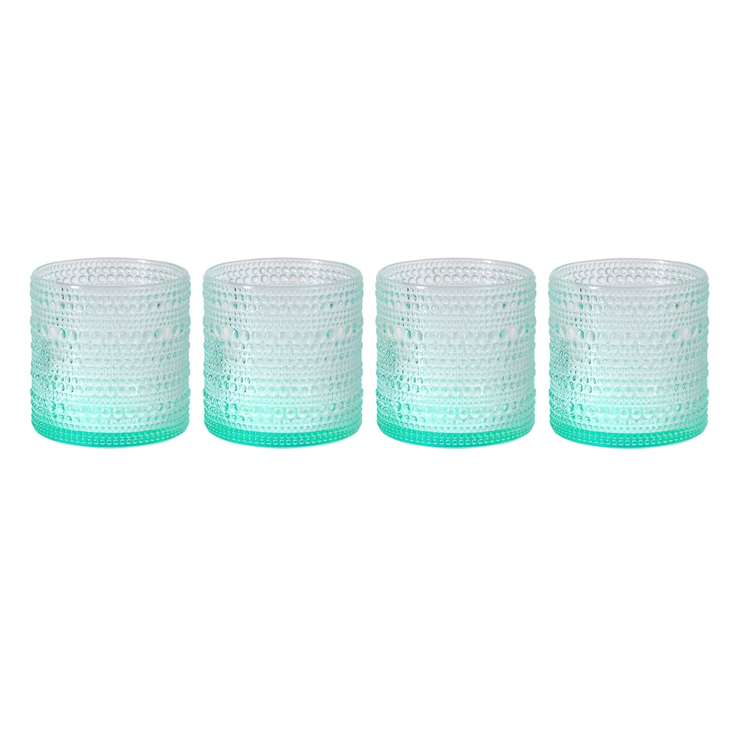 Set of 4 Cyan Blue Spectra Double Old Fashioned Glasses, 13oz