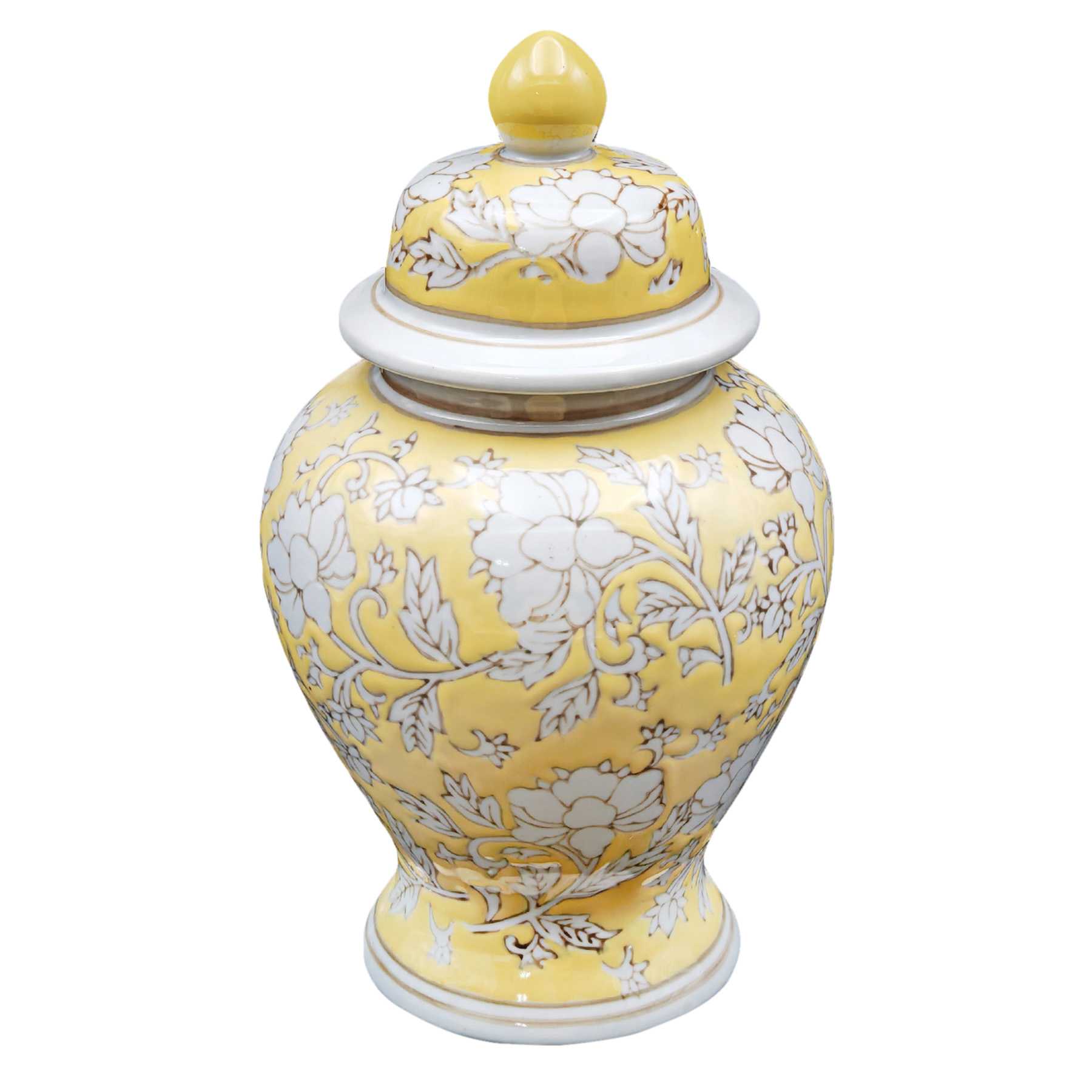 Yellow Chinoiserie Porcelain Jar, 7x12
