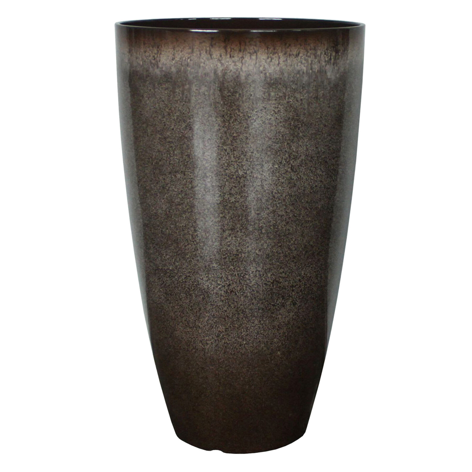 Tall Mottled Brown Egg-Shaped Outdoor Planter, Medium
