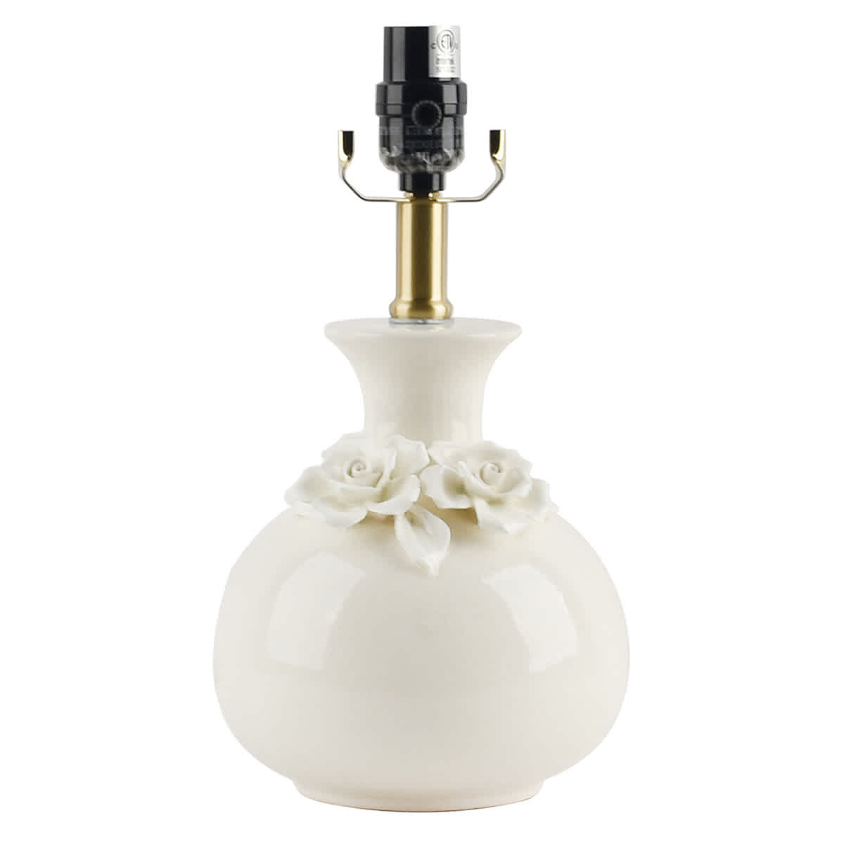 Providence White Floral Applique Small Lamp Base, 12.5"