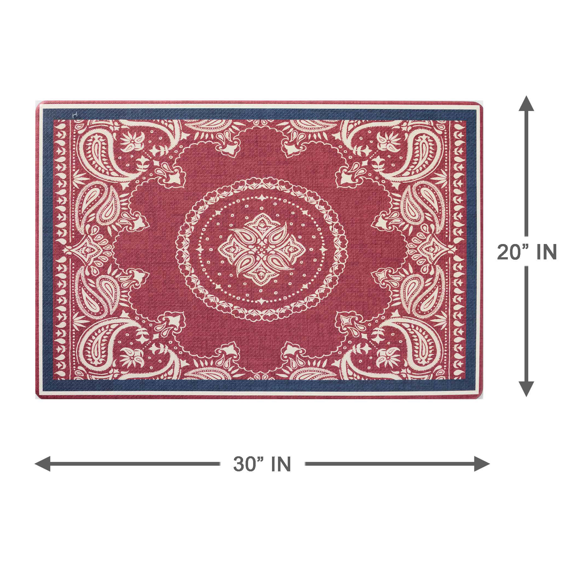 Honeybloom Patriotic Red Bandana Print Antifatigue Kitchen Mat, 20x30