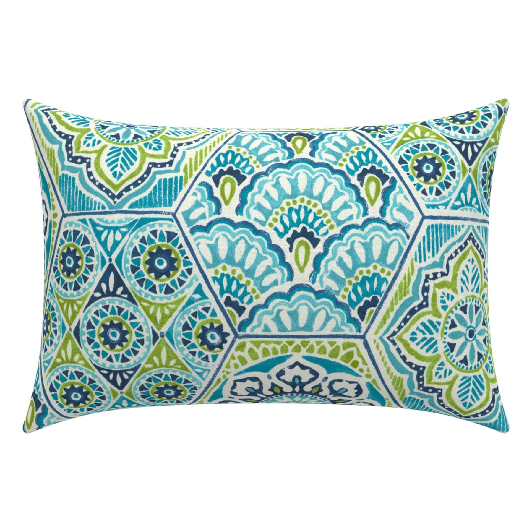 Calista Teal Lumbar Outdoor Throw Pillow, 14x20