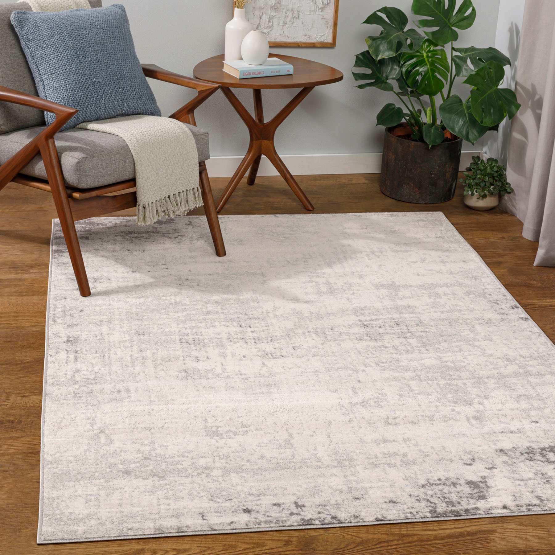 (D498) Crosby St. Roma Grey Abstract Accent Rug, 3x5