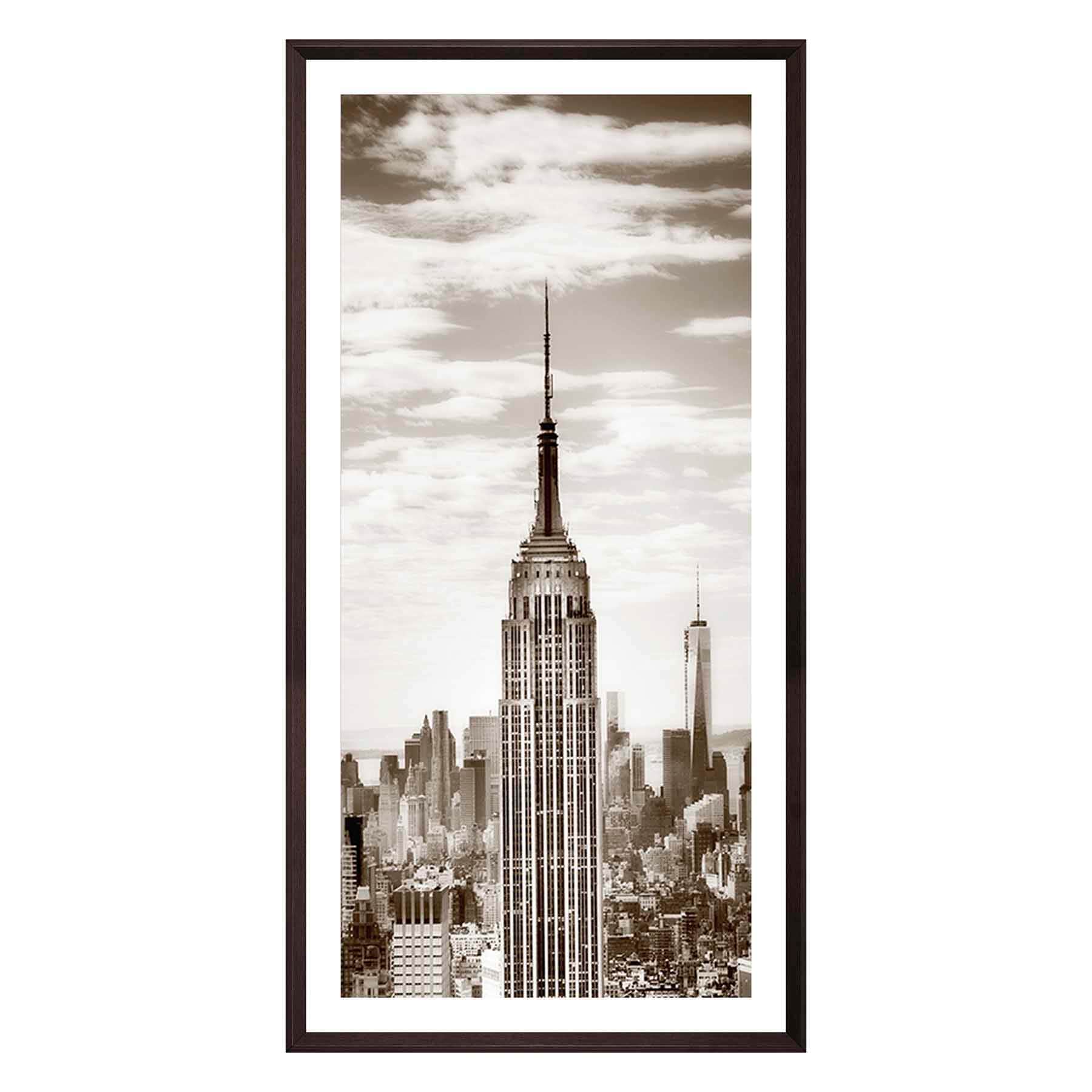Glass Framed Cityscape Print Wall Art, 25x49