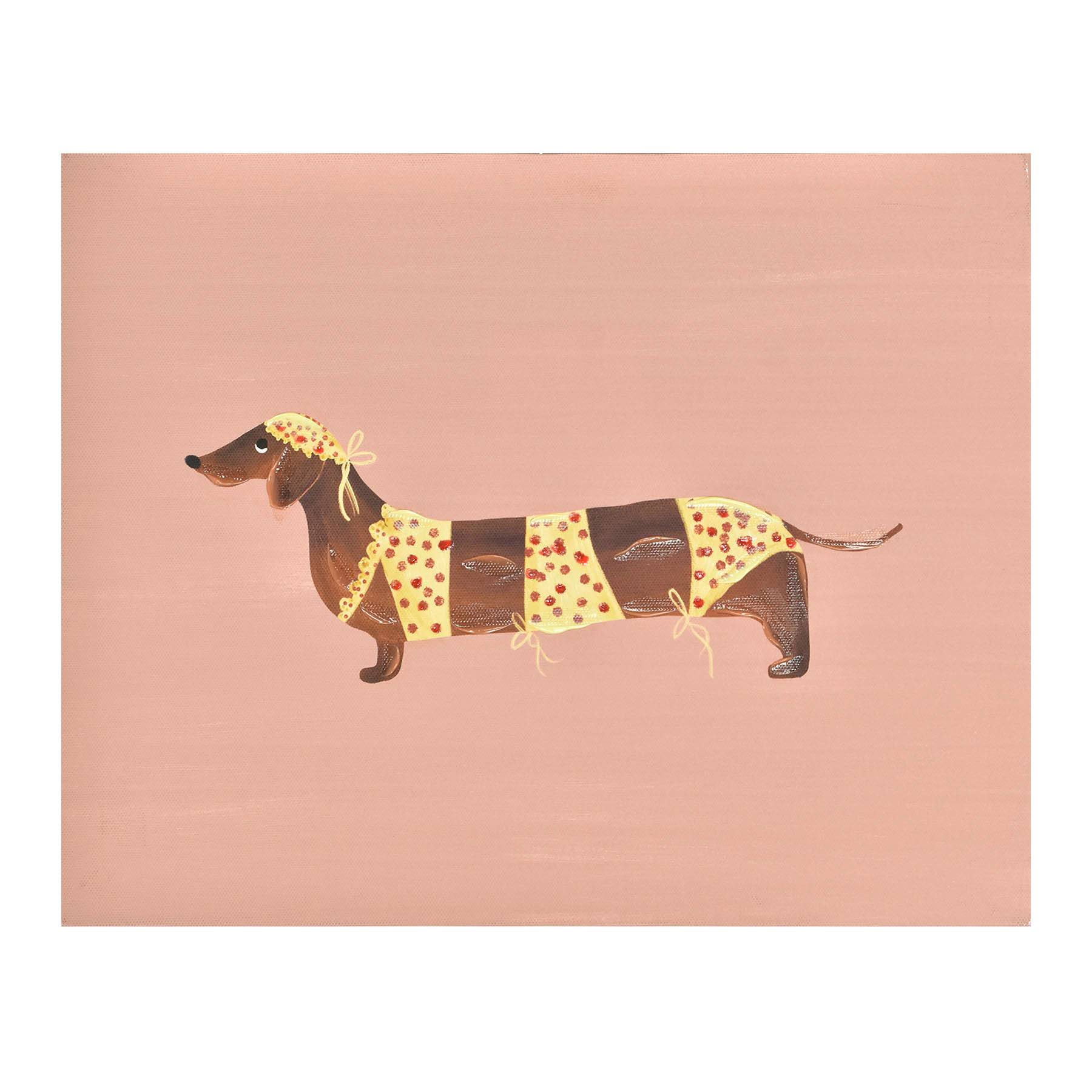 Bikini Dachshund Dog Canvas Wall Art, 16x12