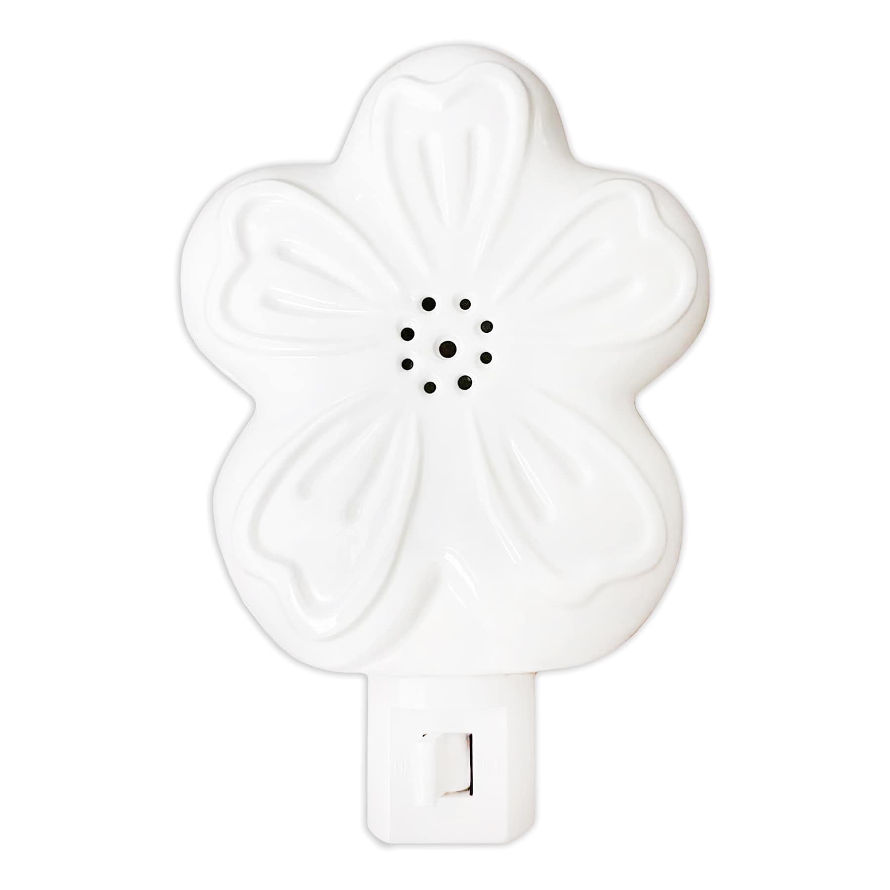 White Ceramic Flower Night Light, 5"