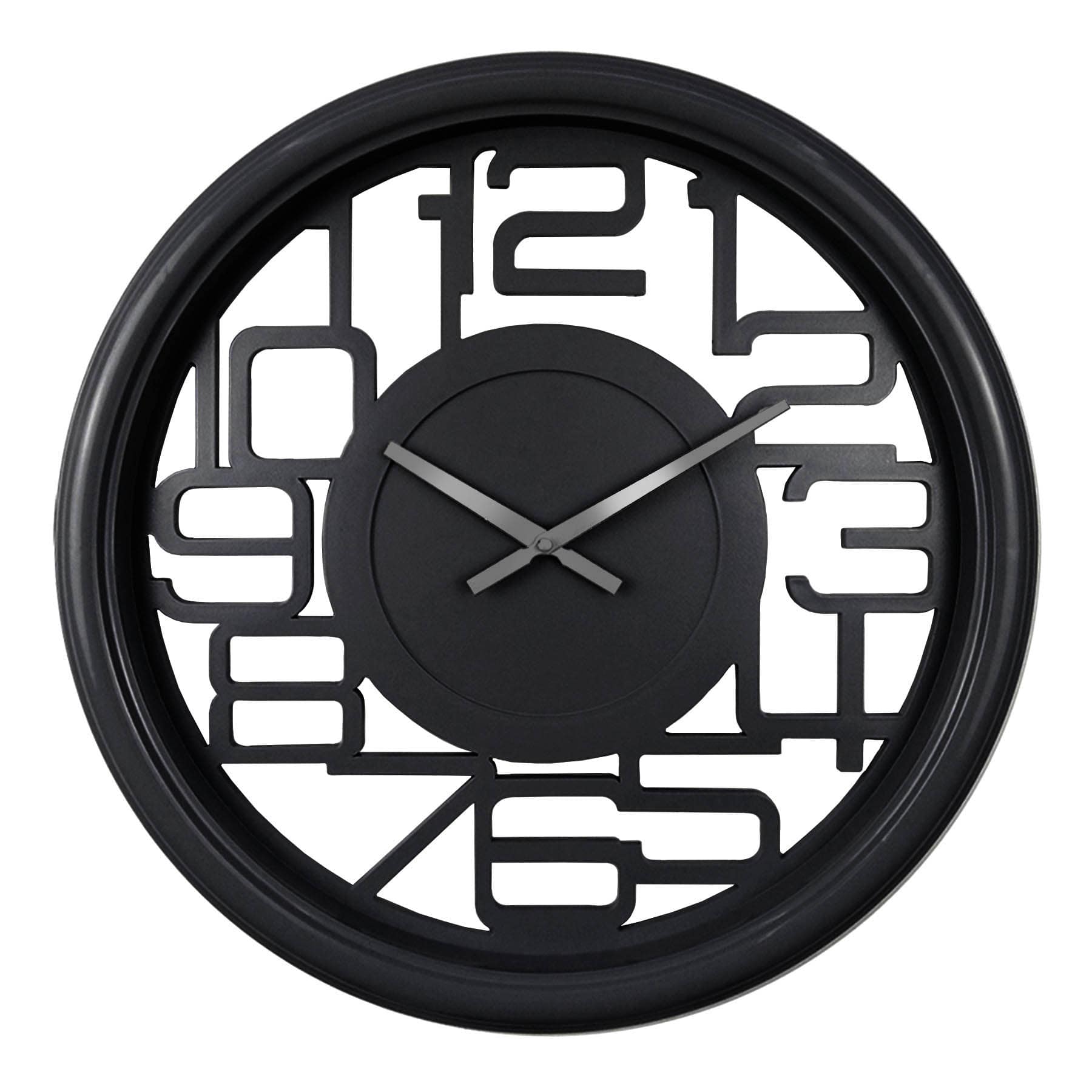 Black Cutout Round Wall Clock, 20"