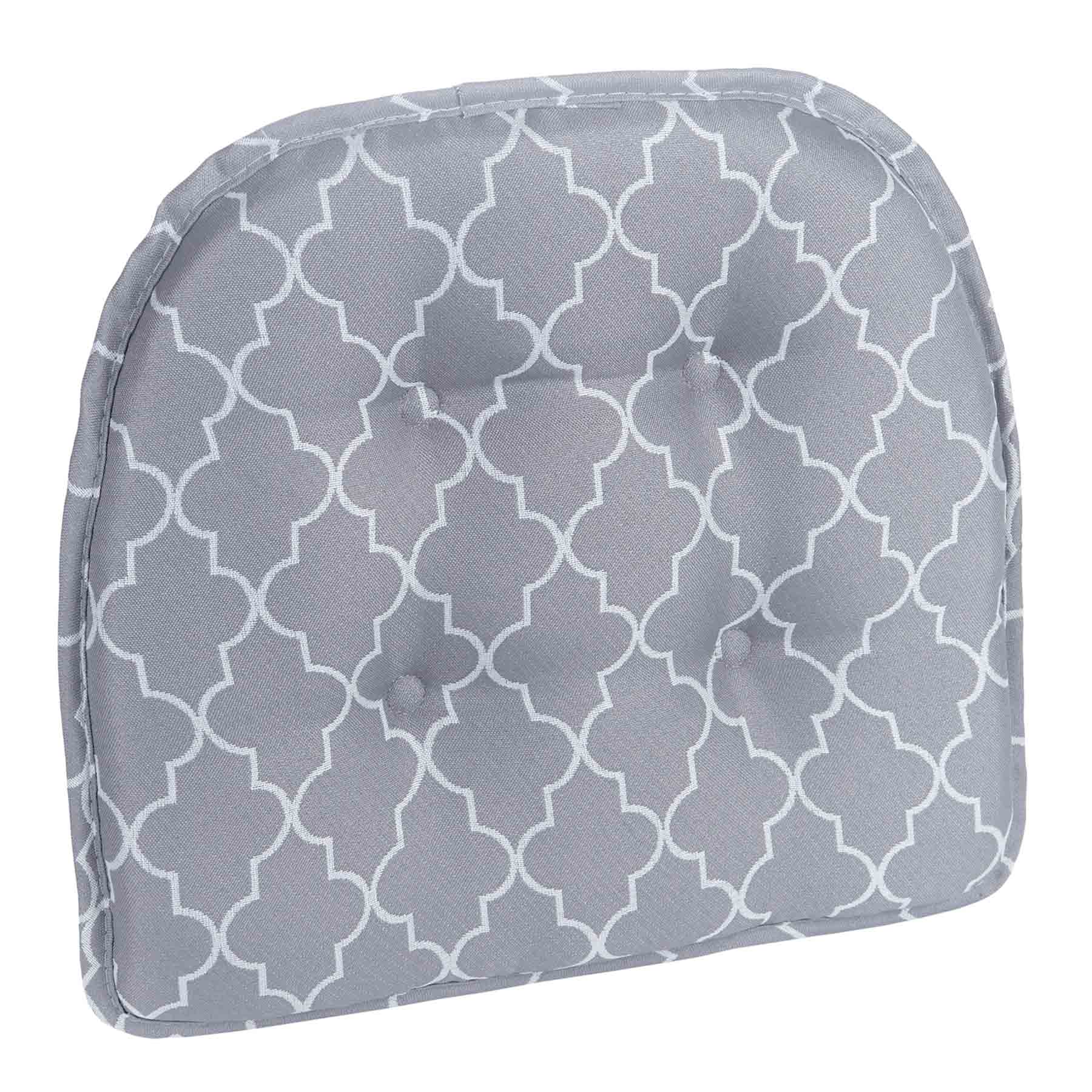 Grey Trellis Gripper Dining Chair Cushion with Non Skid Material
