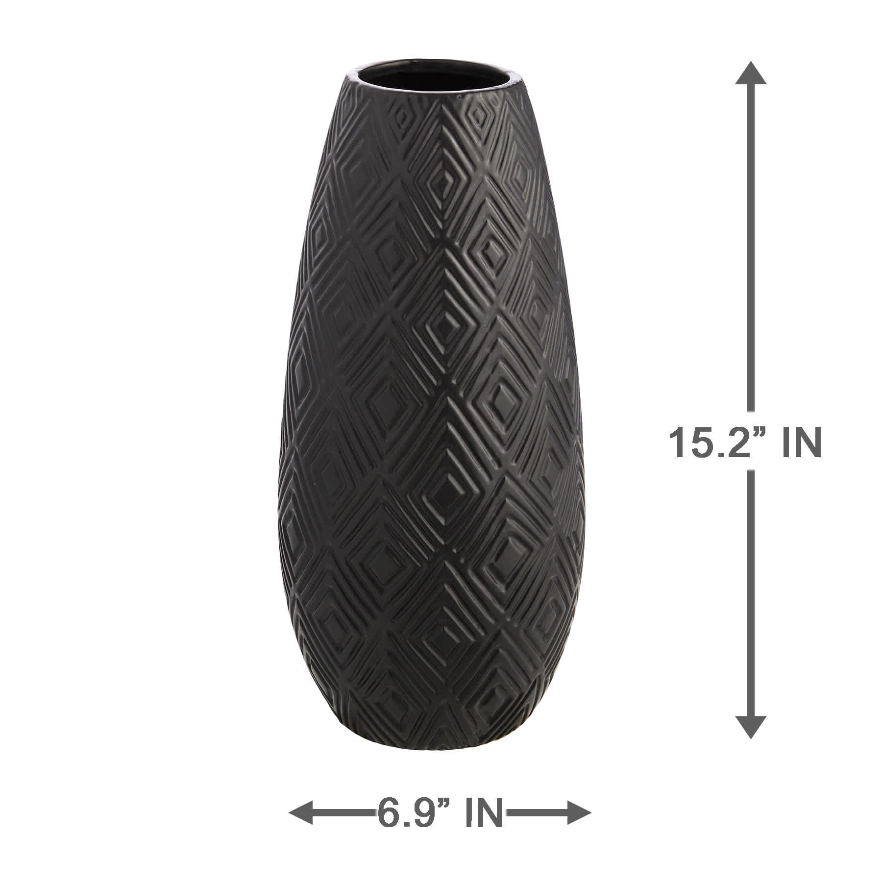Found & Fable Eileen Black Ceramic Vase, 15"