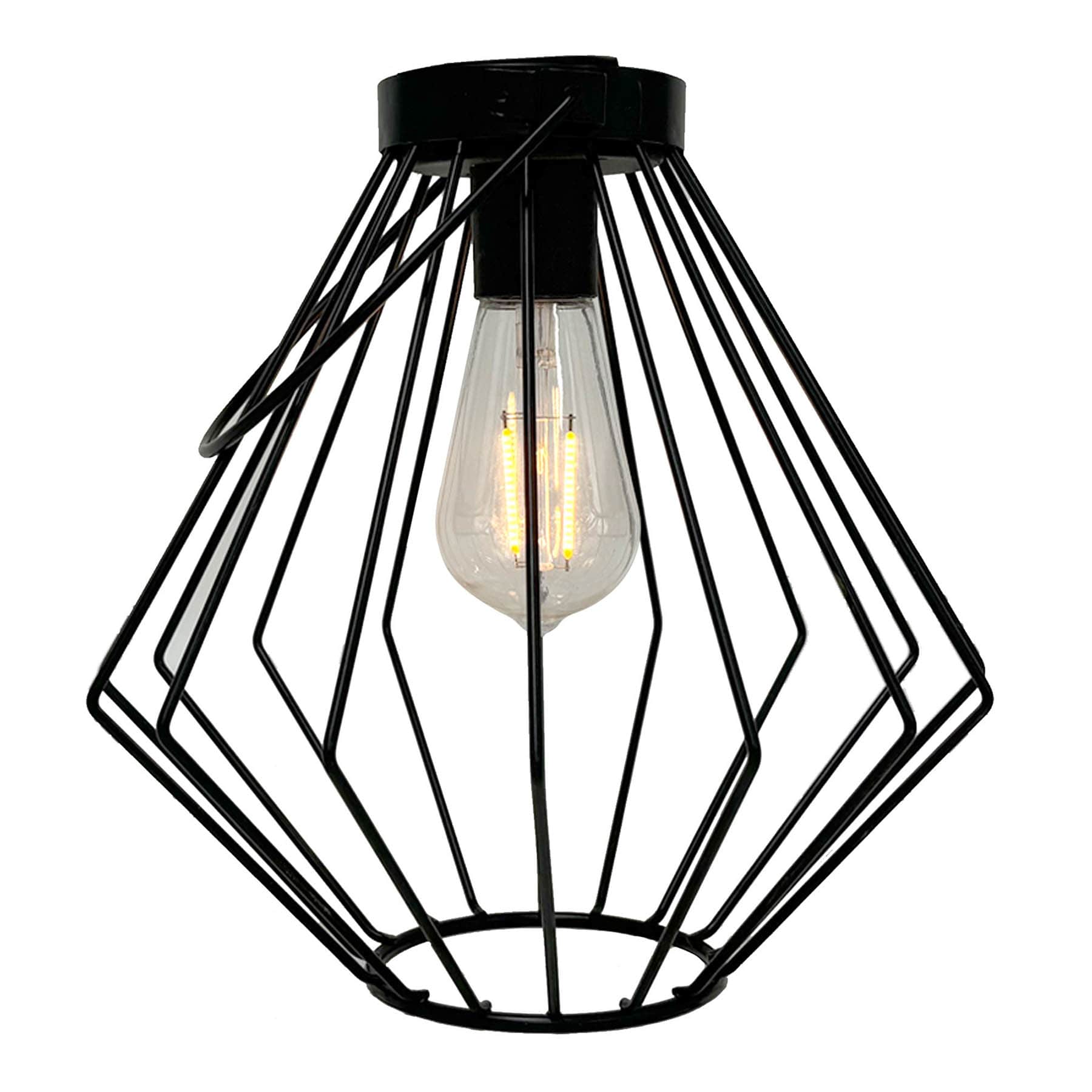 Black Metal Outdoor Solar Lantern, 12"