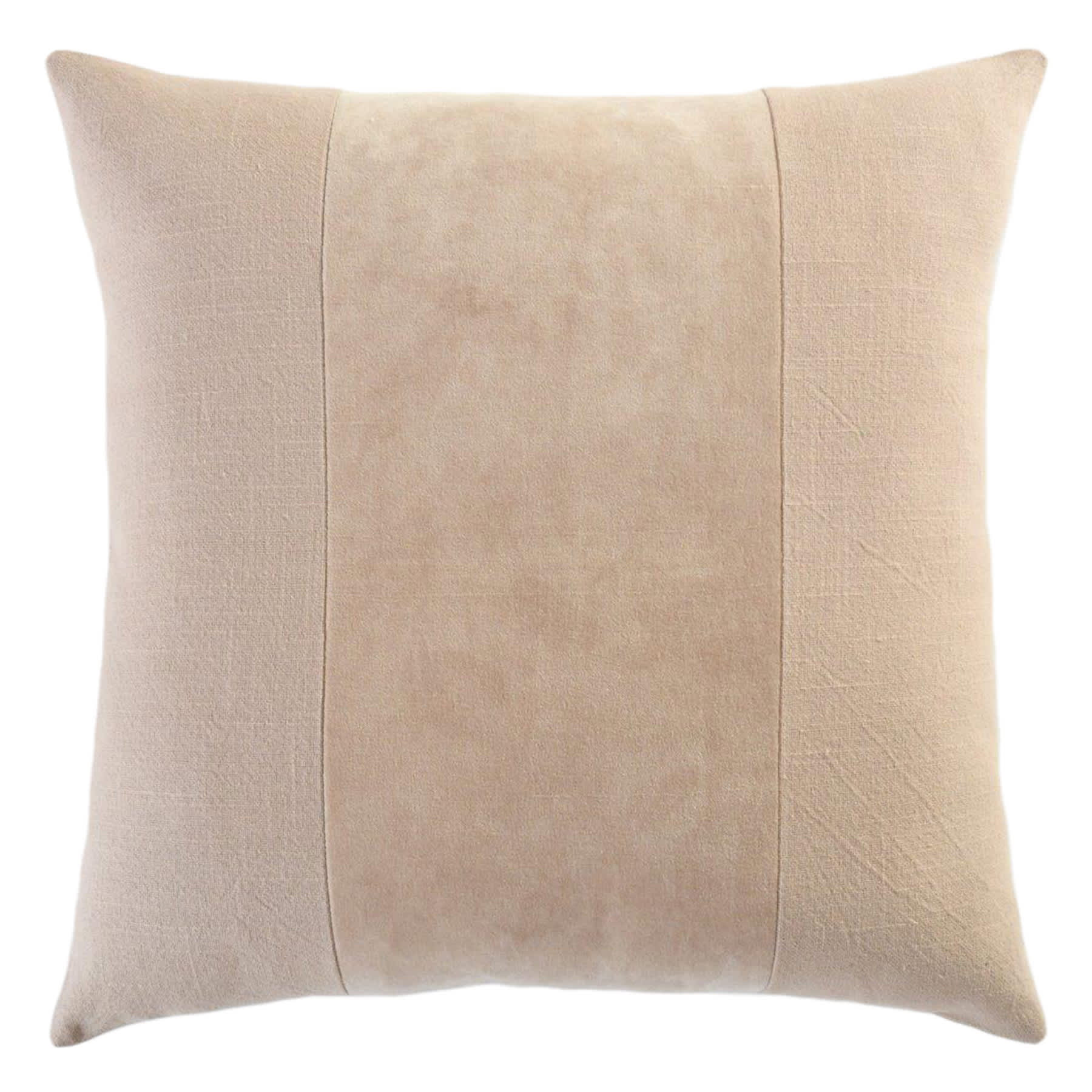 Crosby St. Taupe Cotton Slub & Velvet Throw Pillow, 24"