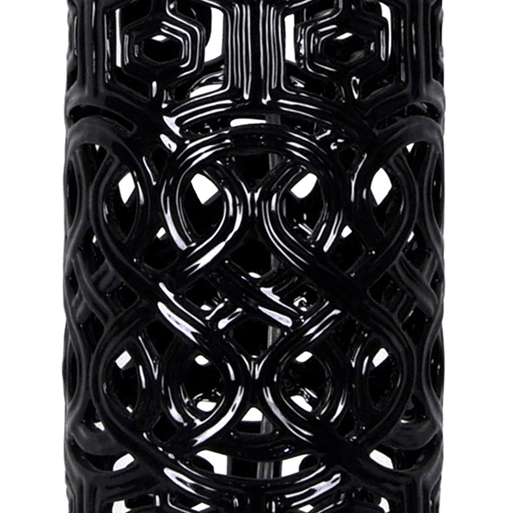 Black Ceramic Cutout Medium Table Lamp Base, 19"