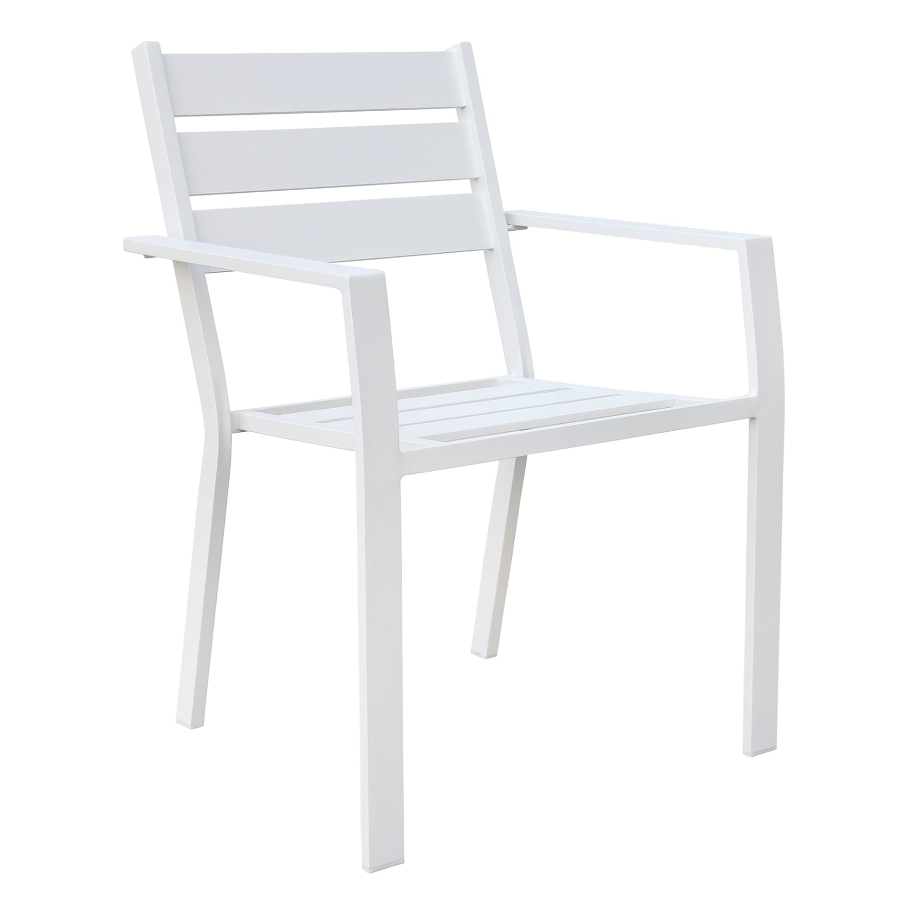 Grammercy Stackable Steel Slat Patio Dining Chair, White