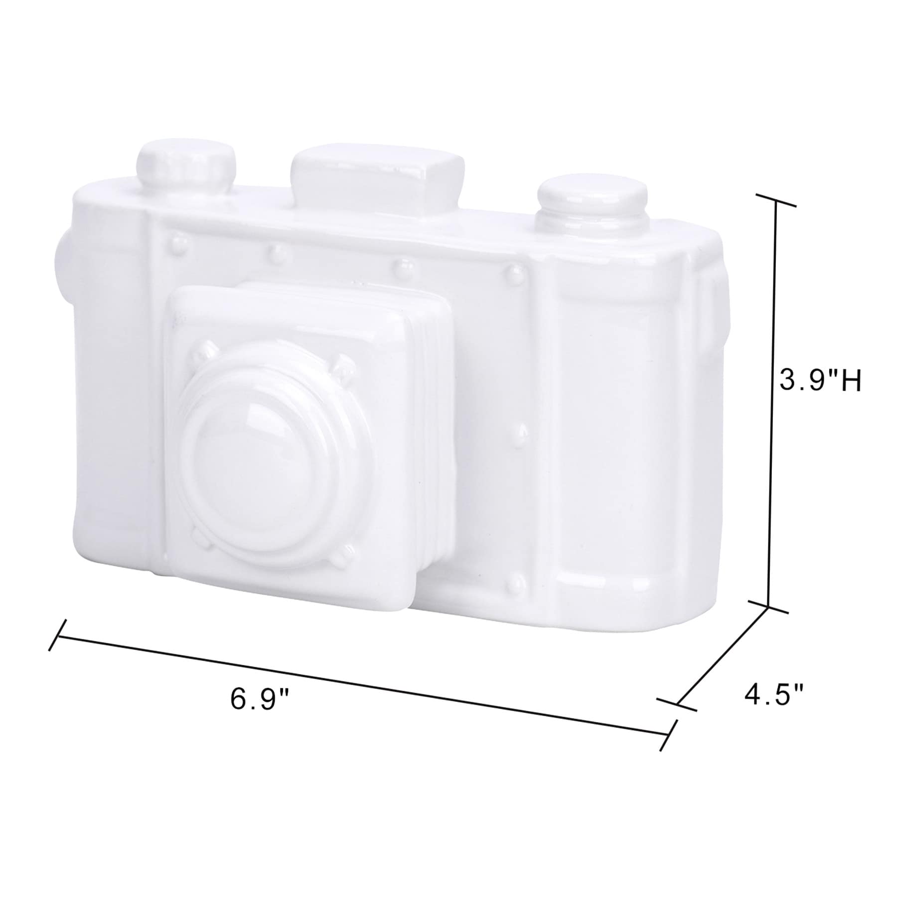 White Ceramic Camera, 4"