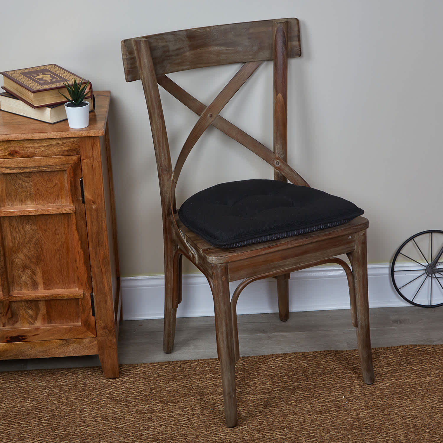 Embrace Black Non-Skid Gripper Dining Chair Cushion