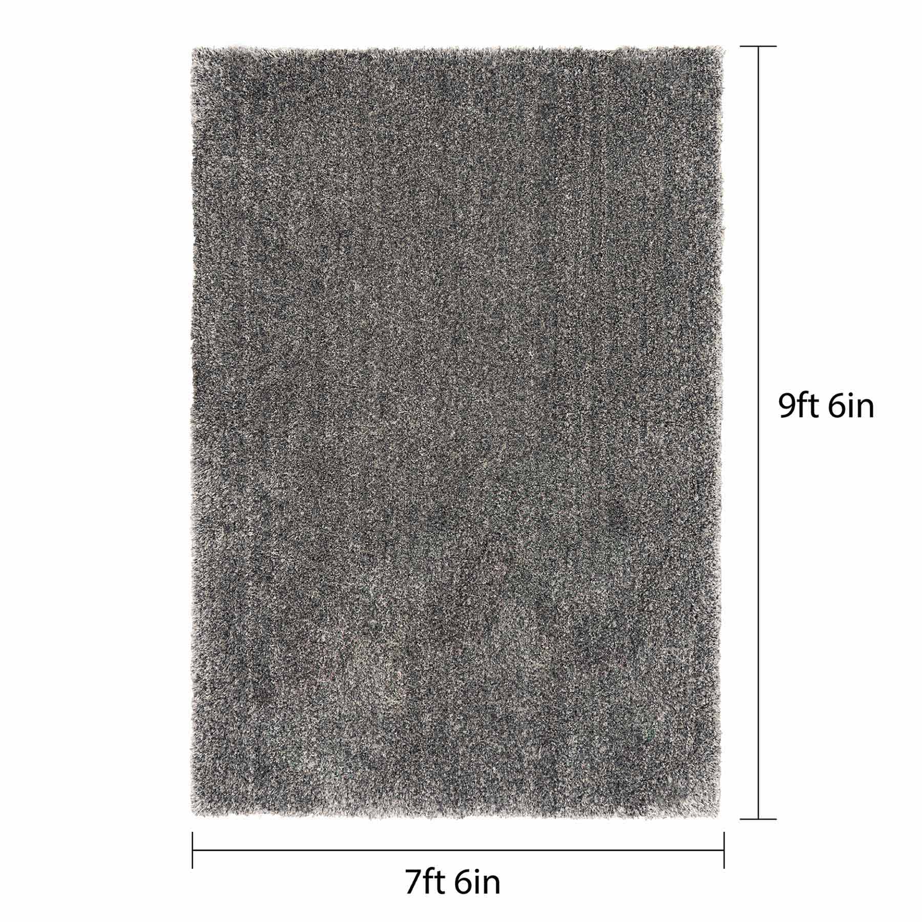 (D628) Silky Shag Grey Area Rug, 8x10