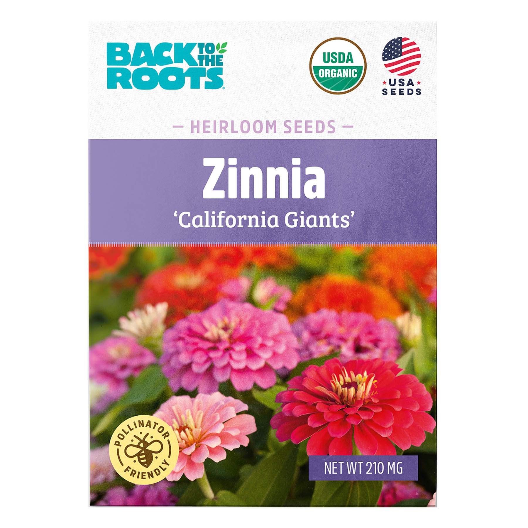 Back to Roots Heirloom Seeds, Zinnia California Giants