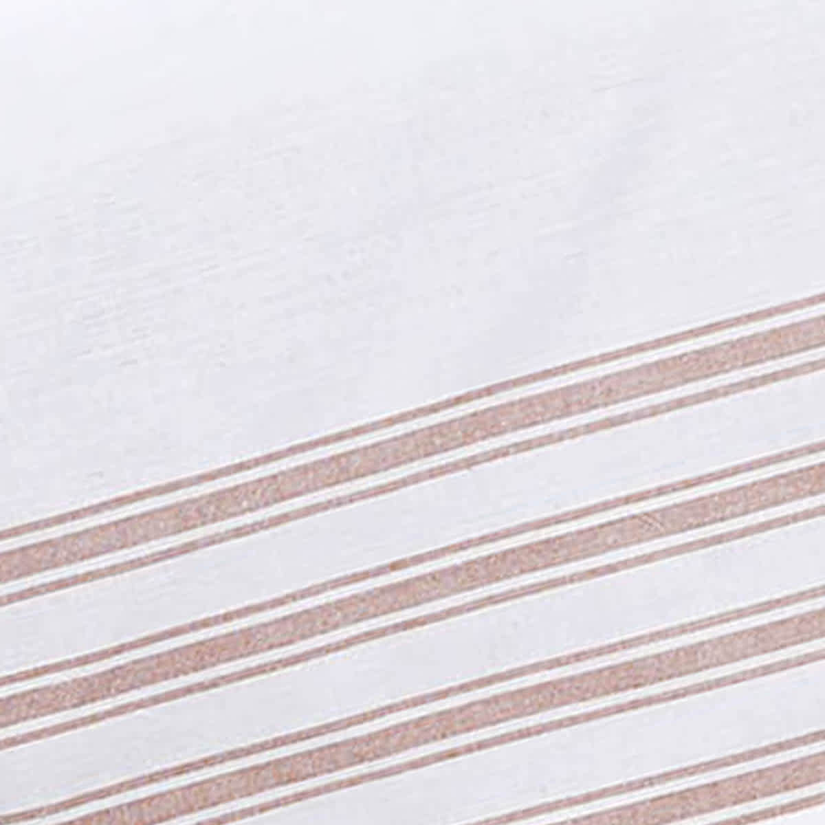 White with Coral Stripe Border Tablecloth, 60x104