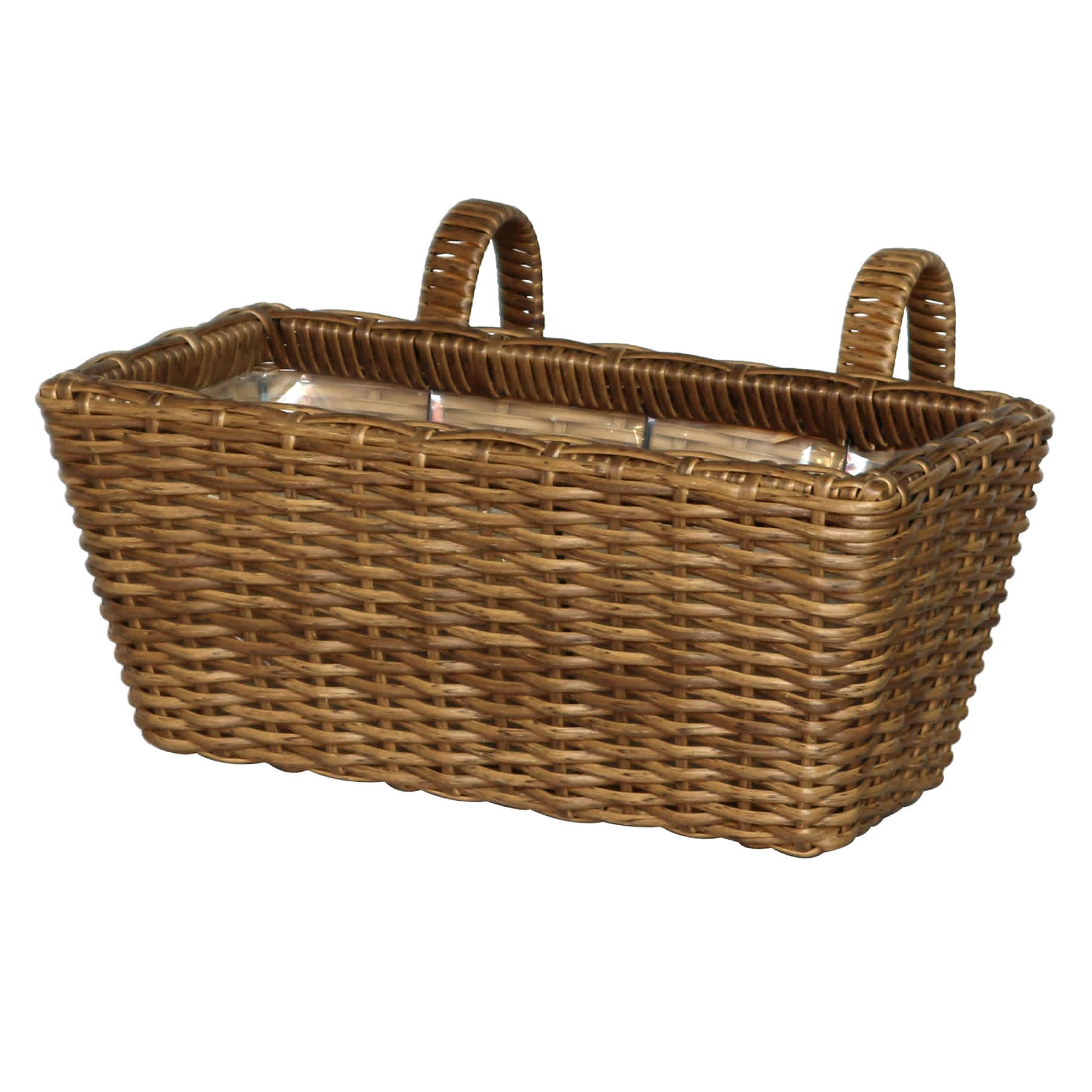 Polyrattan Outdoor Hanging Basket with Liner, Small