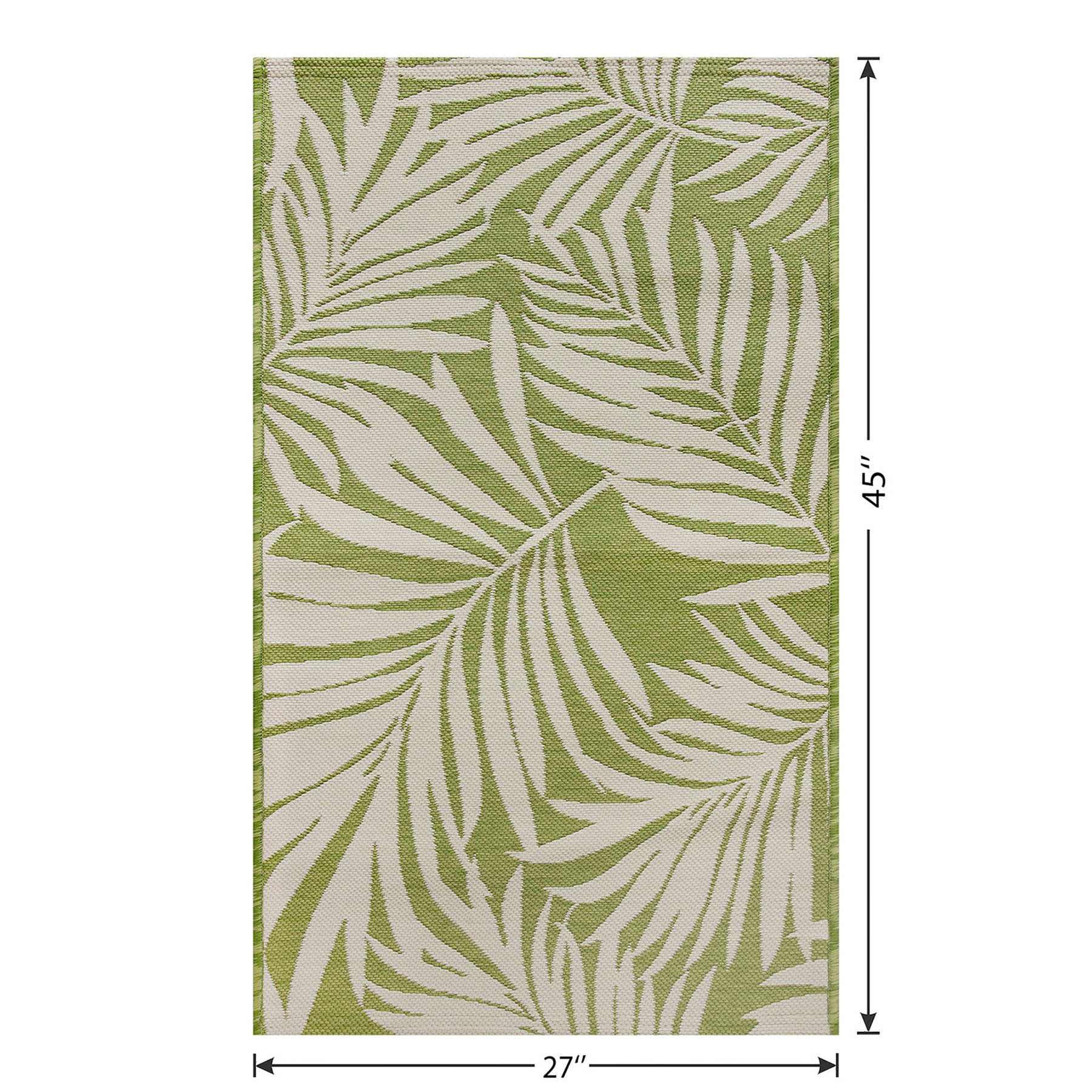Green Fern Tapestry Outdoor Accent Rug, 27x45