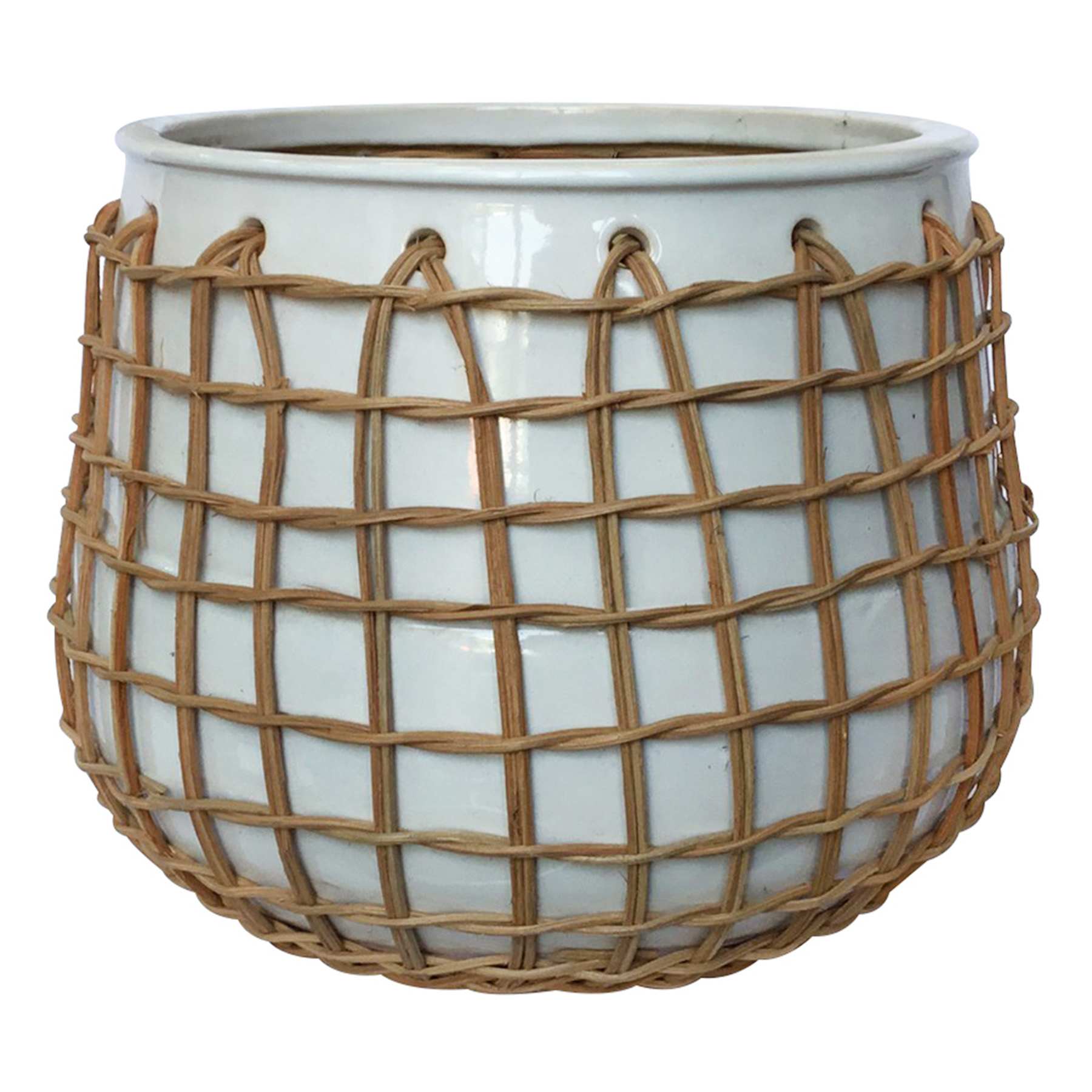 Auburn White Ceramic Indoor Planter, Small