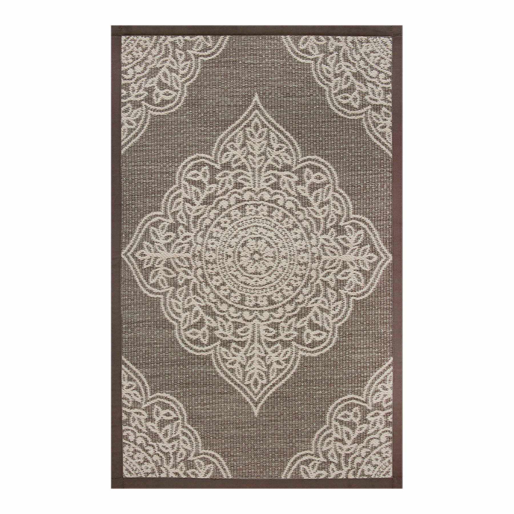 Medallion Taupe Puffback Washable Kitchen Mat 21X34