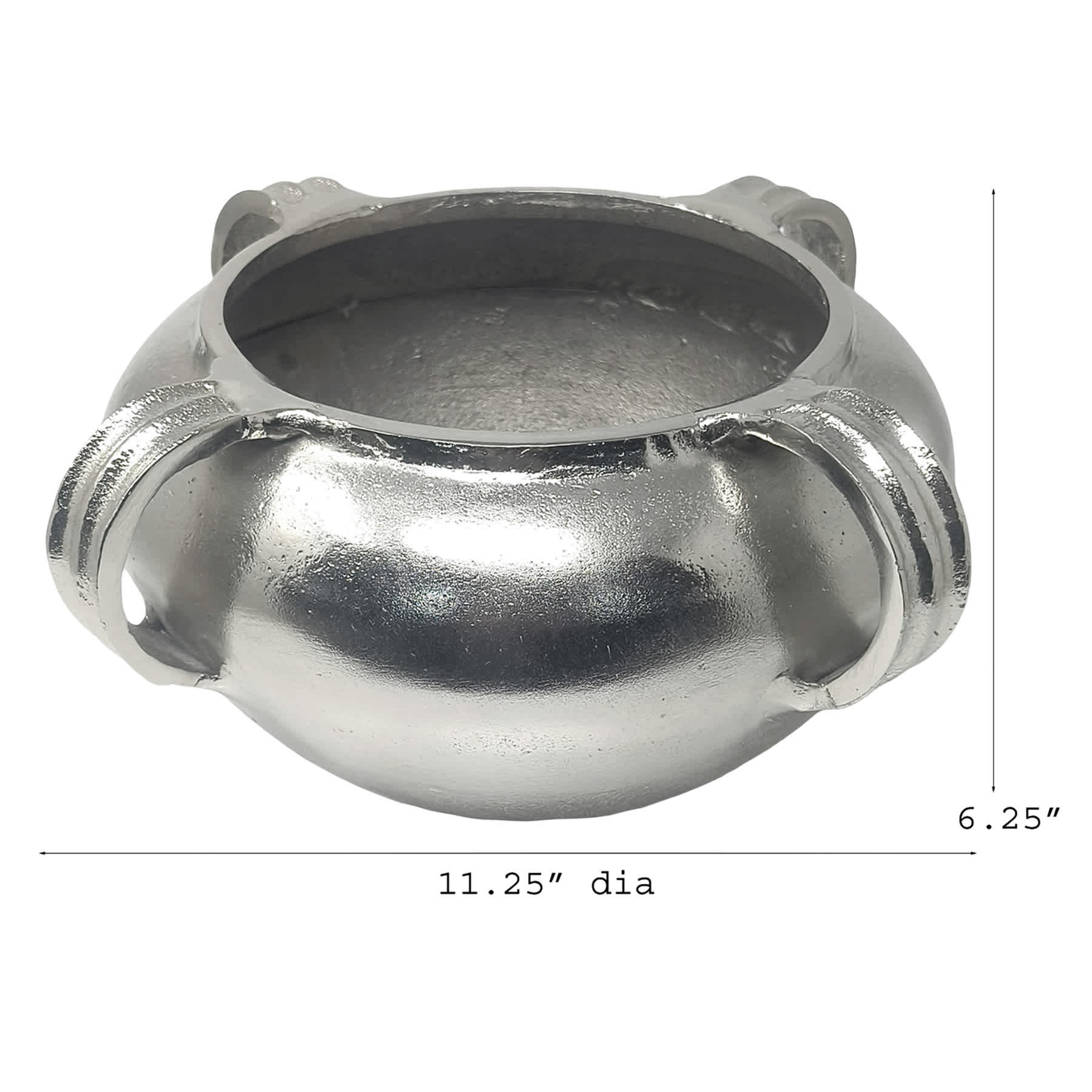 Silver Aluminum Handle Bowl Vase, 11.5"