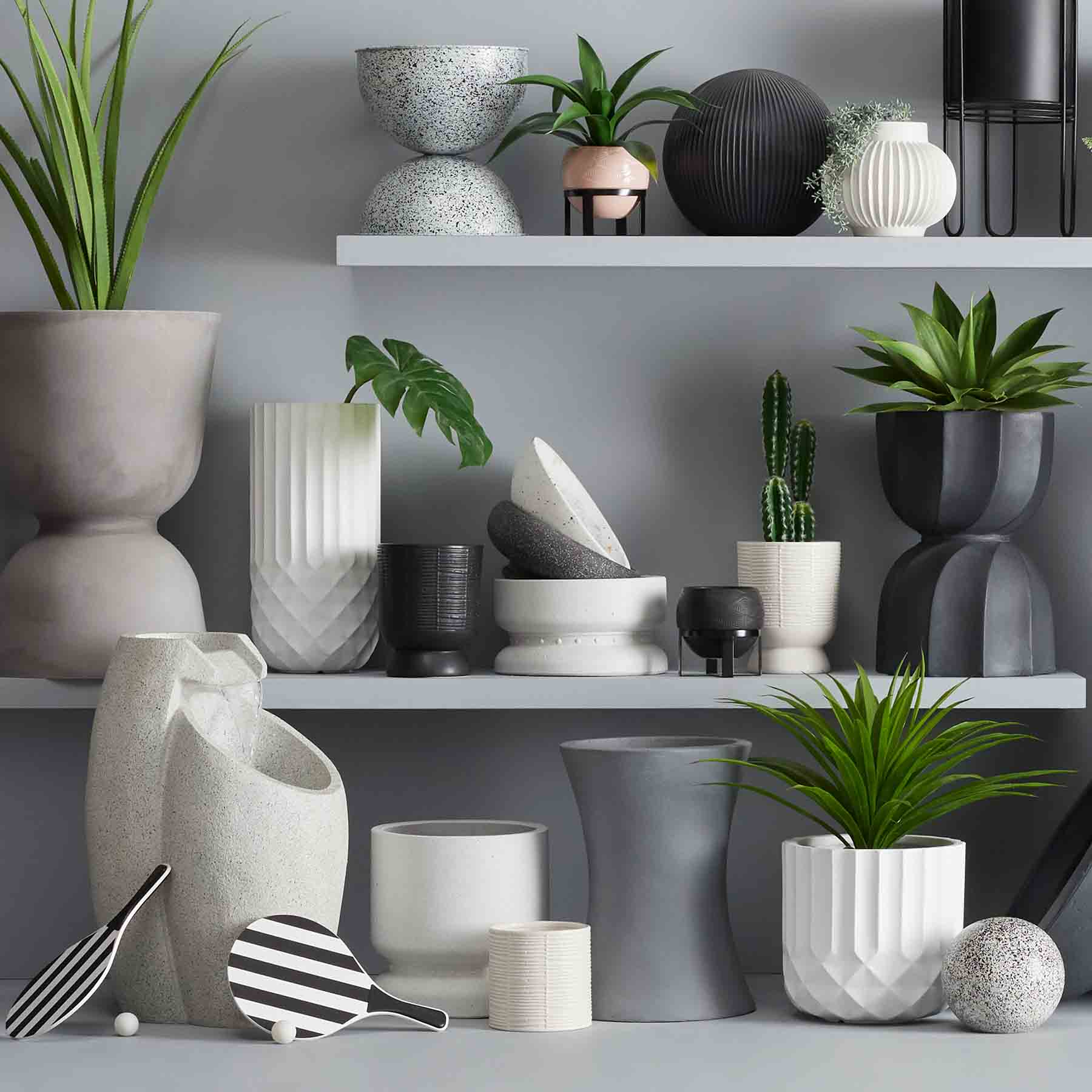 Japi Dark Grey Slate Reverse Cement Outdoor Planter, Large