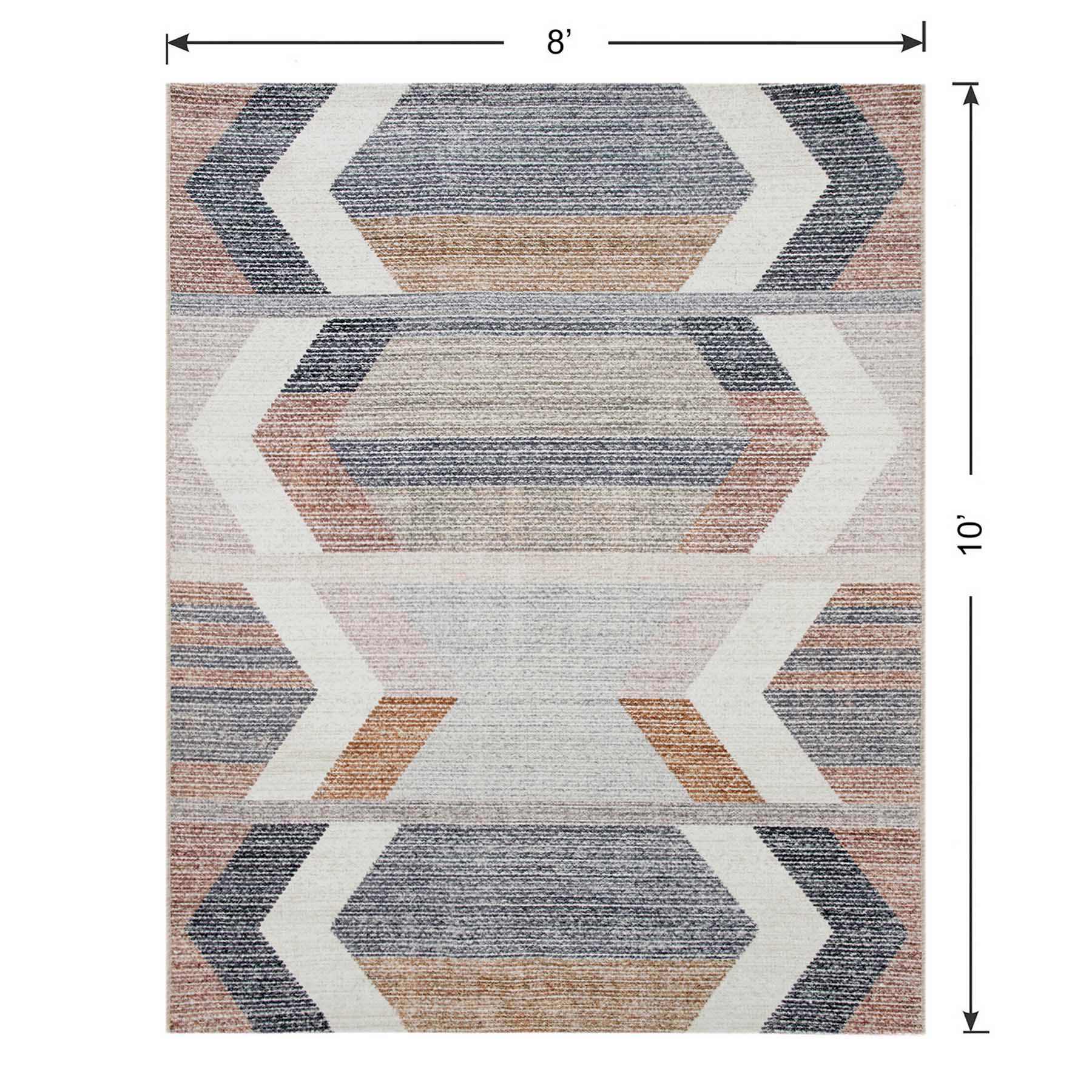 (B827) Arrow Multicolor Washable Area Rug, 8x10