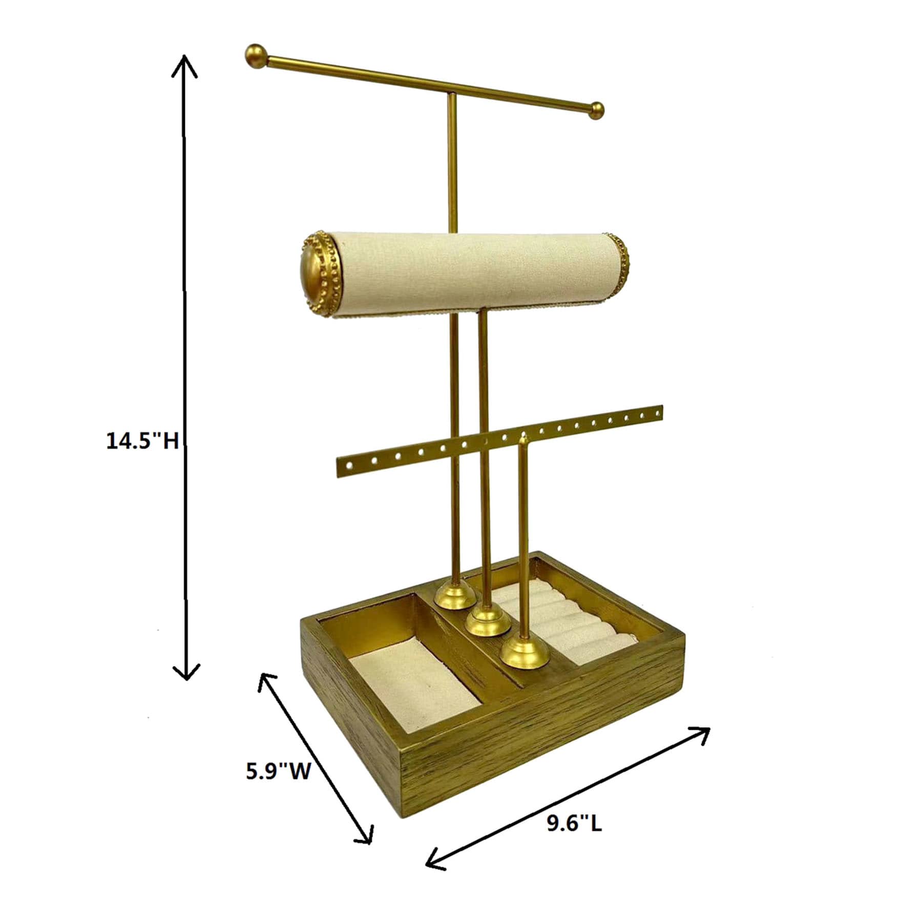 Providence Gold Metal & Fabric Jewelry Stand