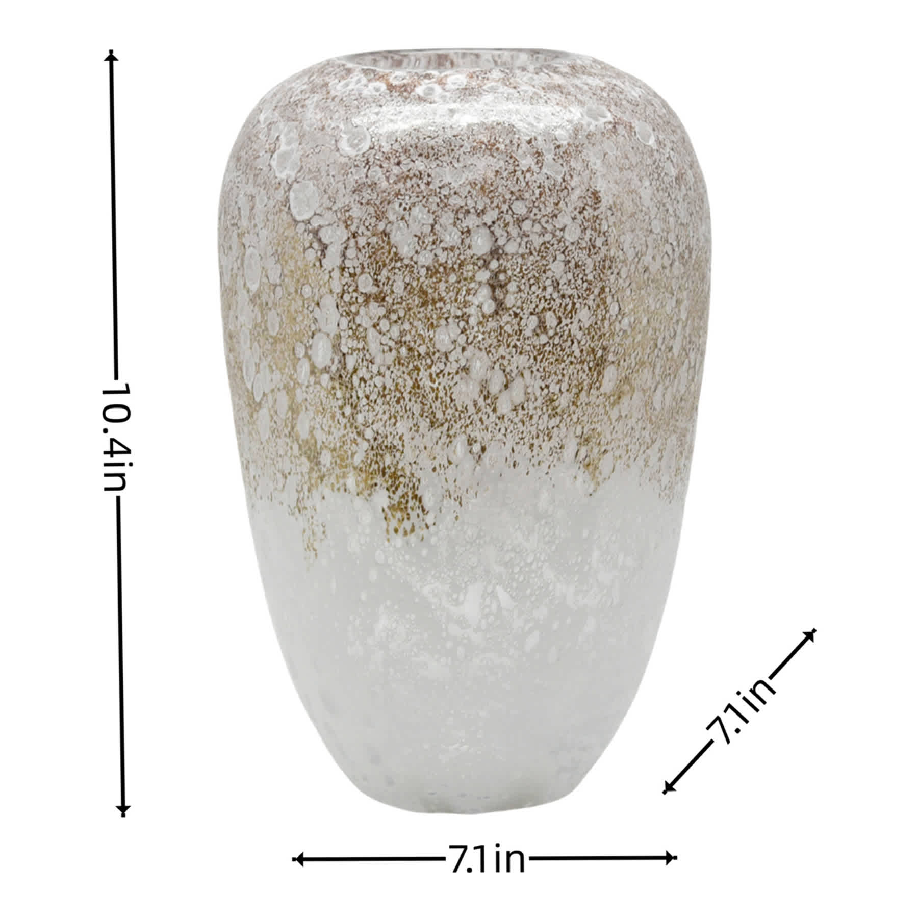 White and Metal Ombre Glass Vase, 10"