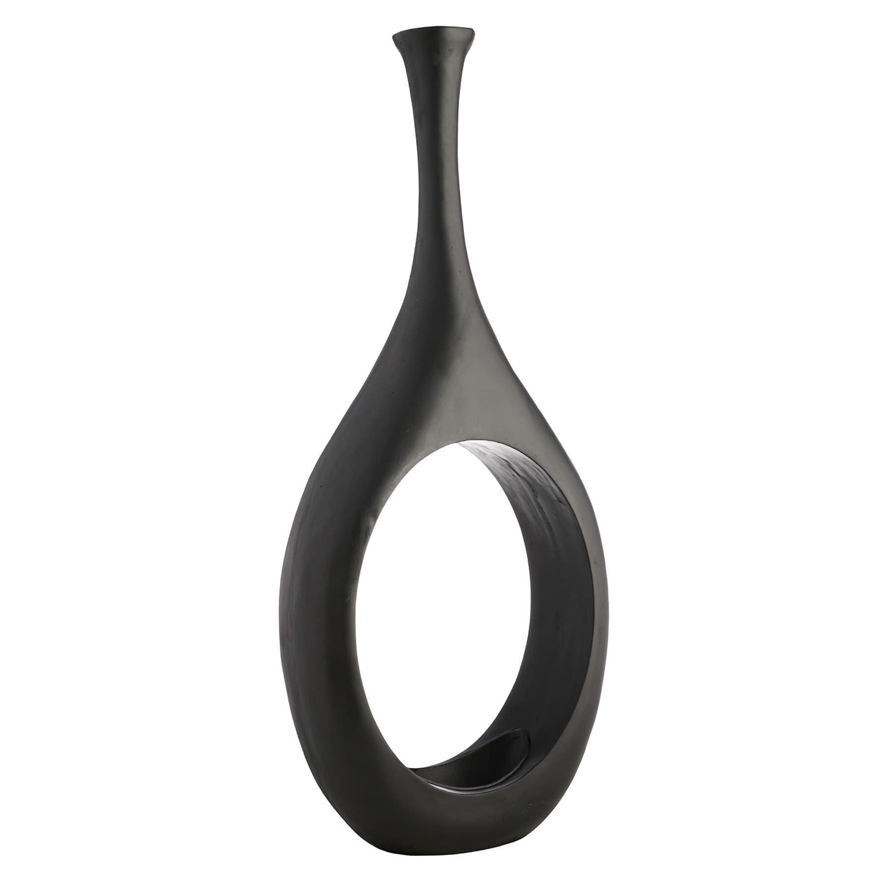 Black Open Circle Floor Vase, 48"