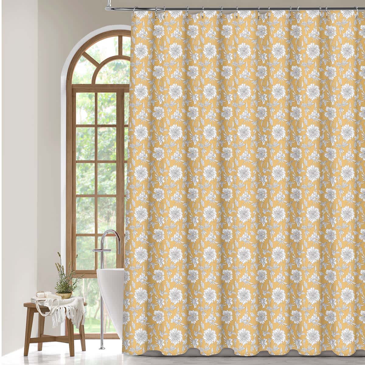 13-Piece Yellow Sasha Garden Shower Curtain Set, 70x72
