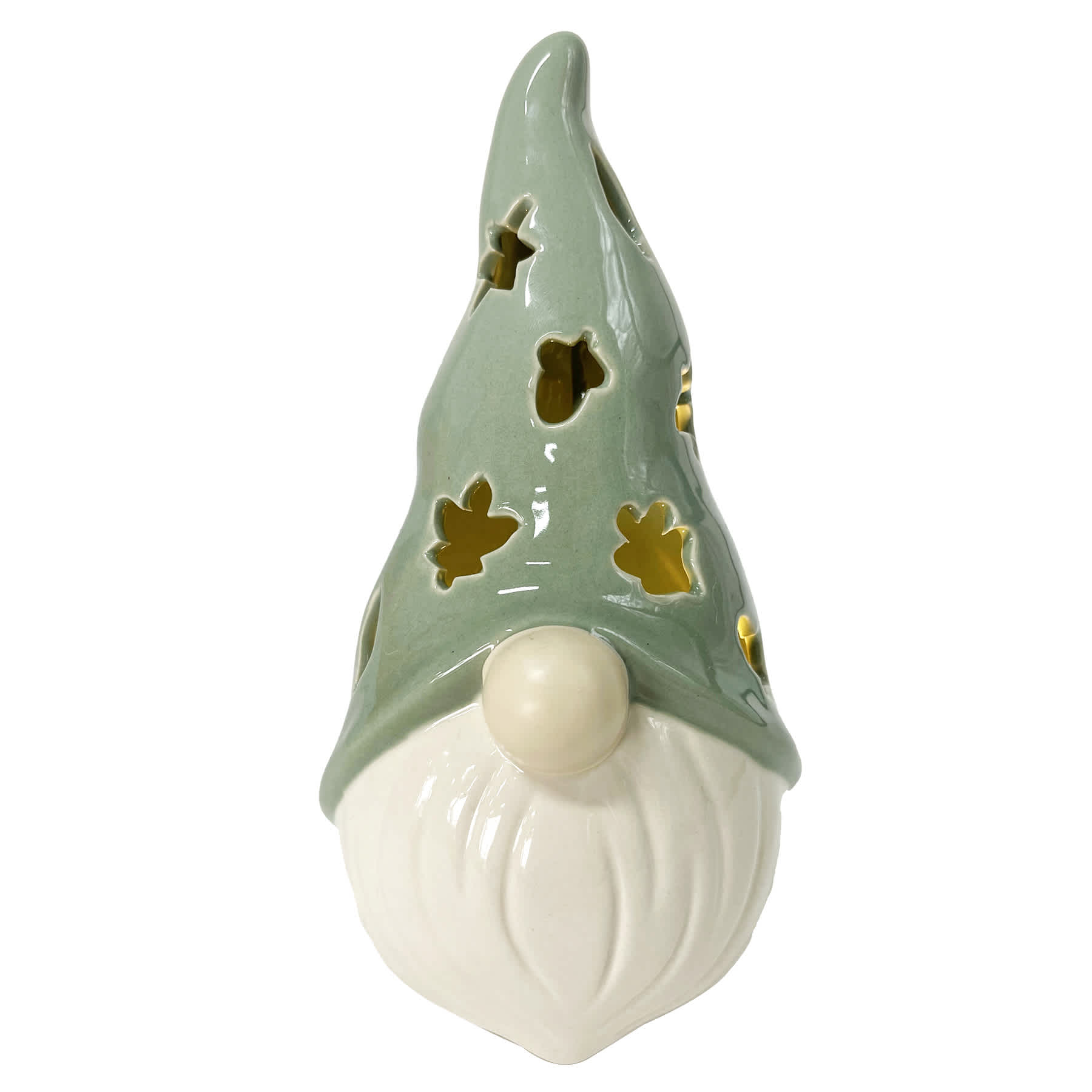 Homespun Harvest Green Ceramic Gnome Lantern, 7"